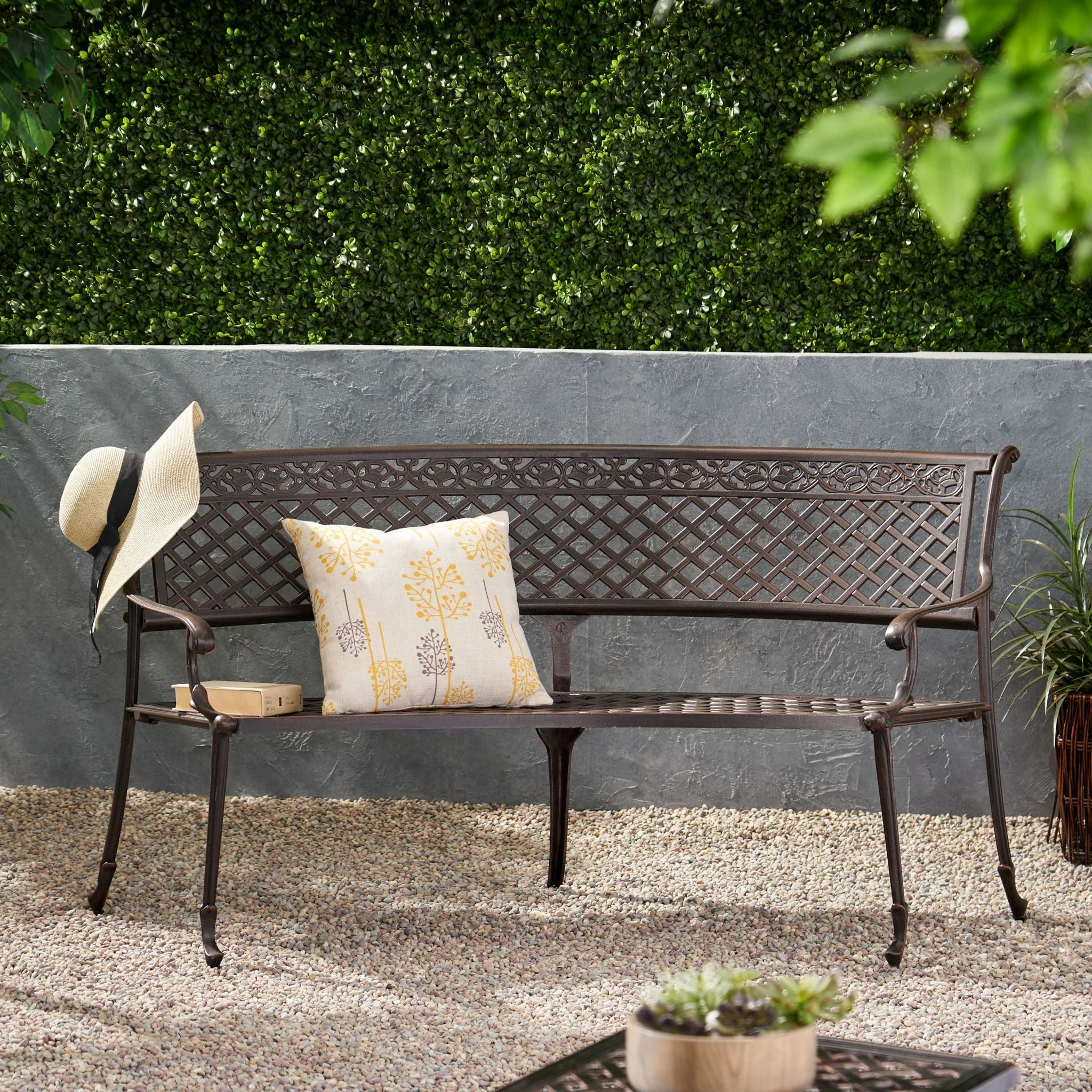 Sector Bench with Curved Design and Diamond Cross Seat - Copper - Image 3