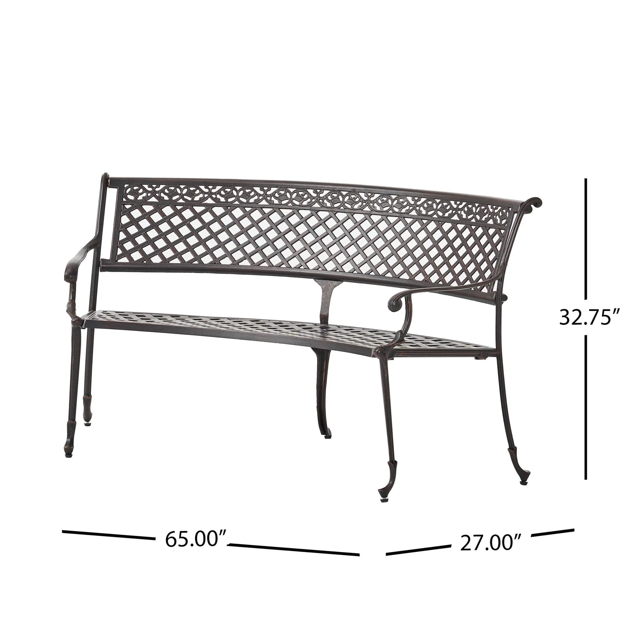 Sector Bench with Curved Design and Diamond Cross Seat - Copper - Image 4