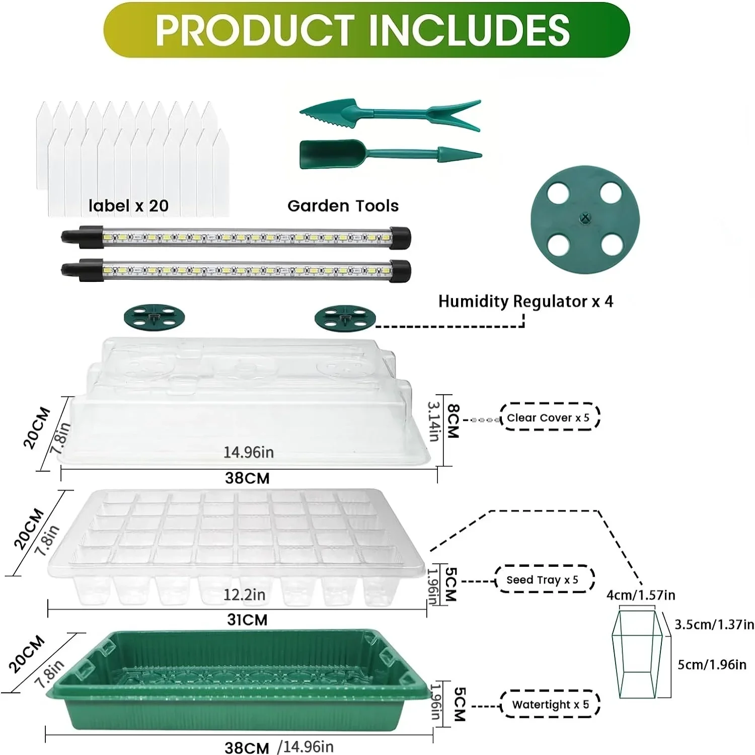 Seed Starter Tray with Grow Light 120 Cell Smart Timer Germination Kit - Image 6