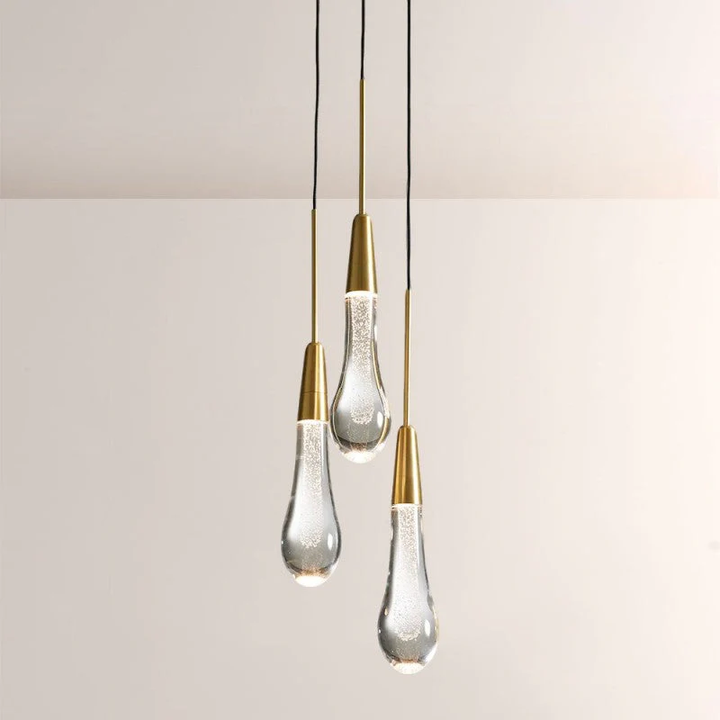Seeded Glass Raindrop Pendant Light 1-Light 3-Light E12 Fixture - Image 4