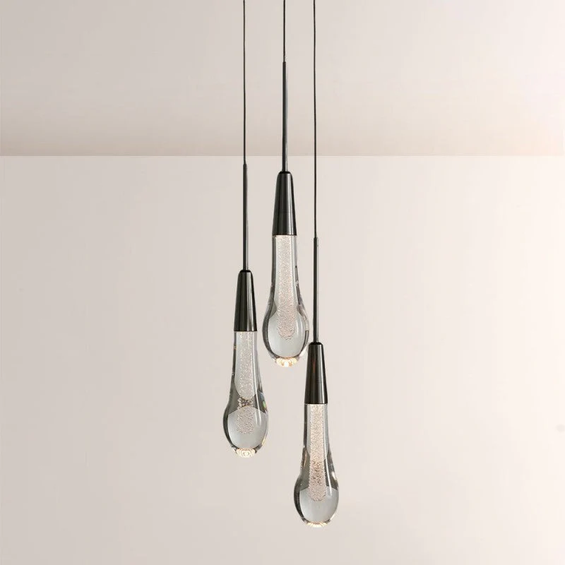 Seeded Glass Raindrop Pendant Light 1-Light 3-Light E12 Fixture - Image 5