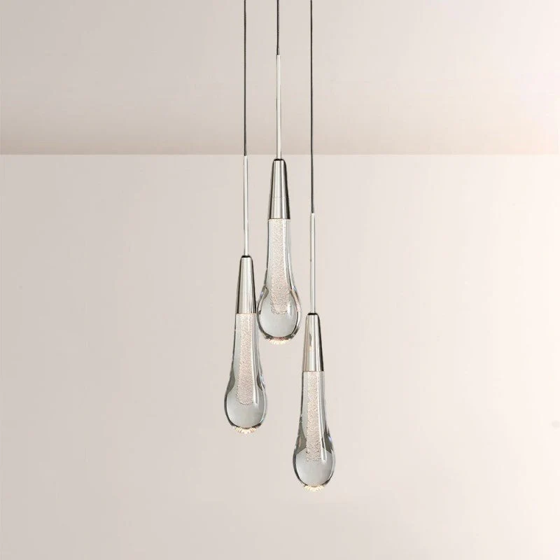 Seeded Glass Raindrop Pendant Light 1-Light 3-Light E12 Fixture - Image 6