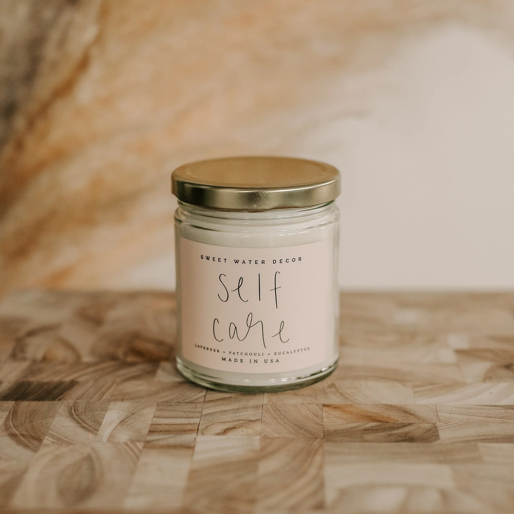 Self Care Soy Candle - Clear Jar - 9 oz (Lavender and Eucalyptus, Calm and Comfort) - Image 2