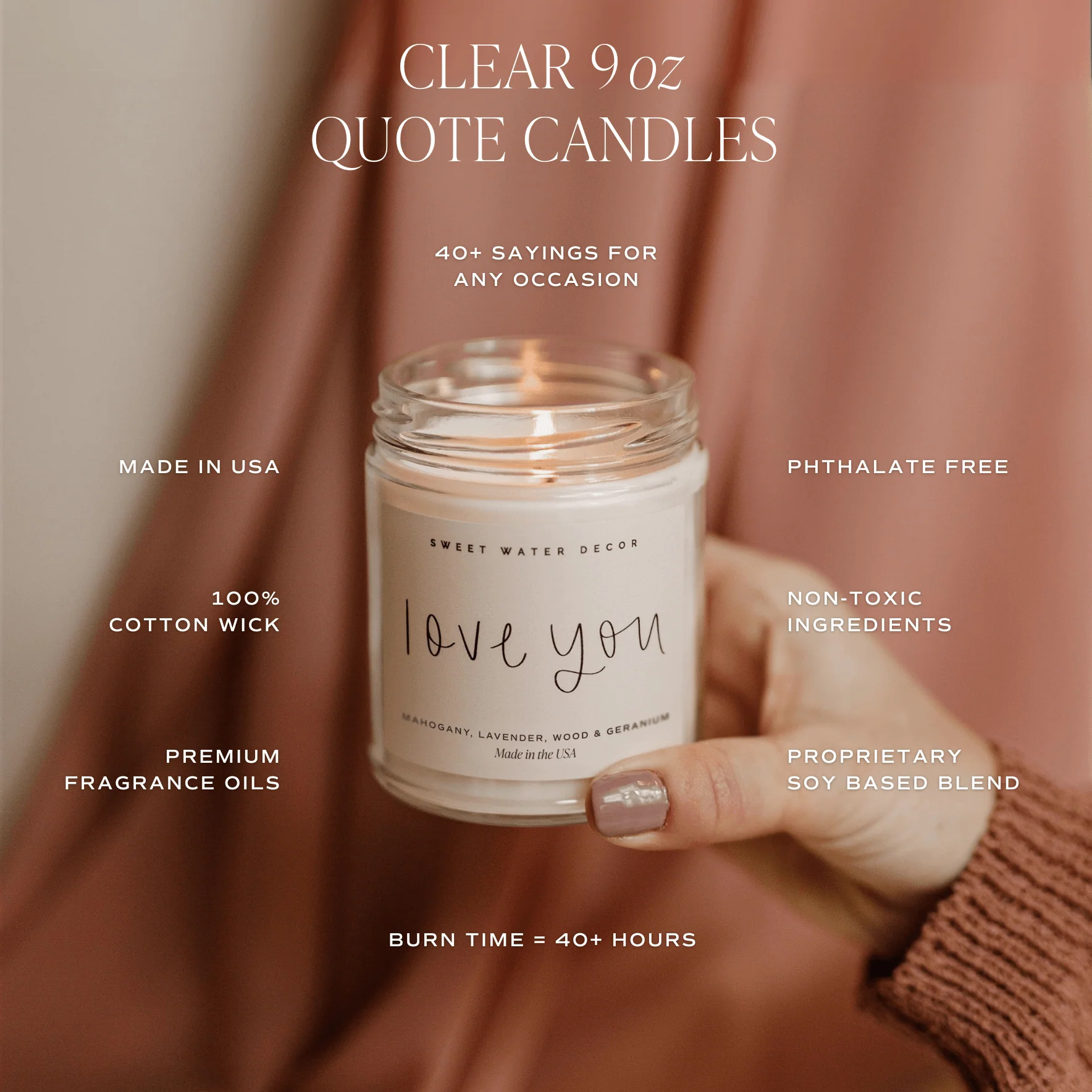 Self Care Soy Candle - Clear Jar - 9 oz (Lavender and Eucalyptus, Calm and Comfort) - Image 4