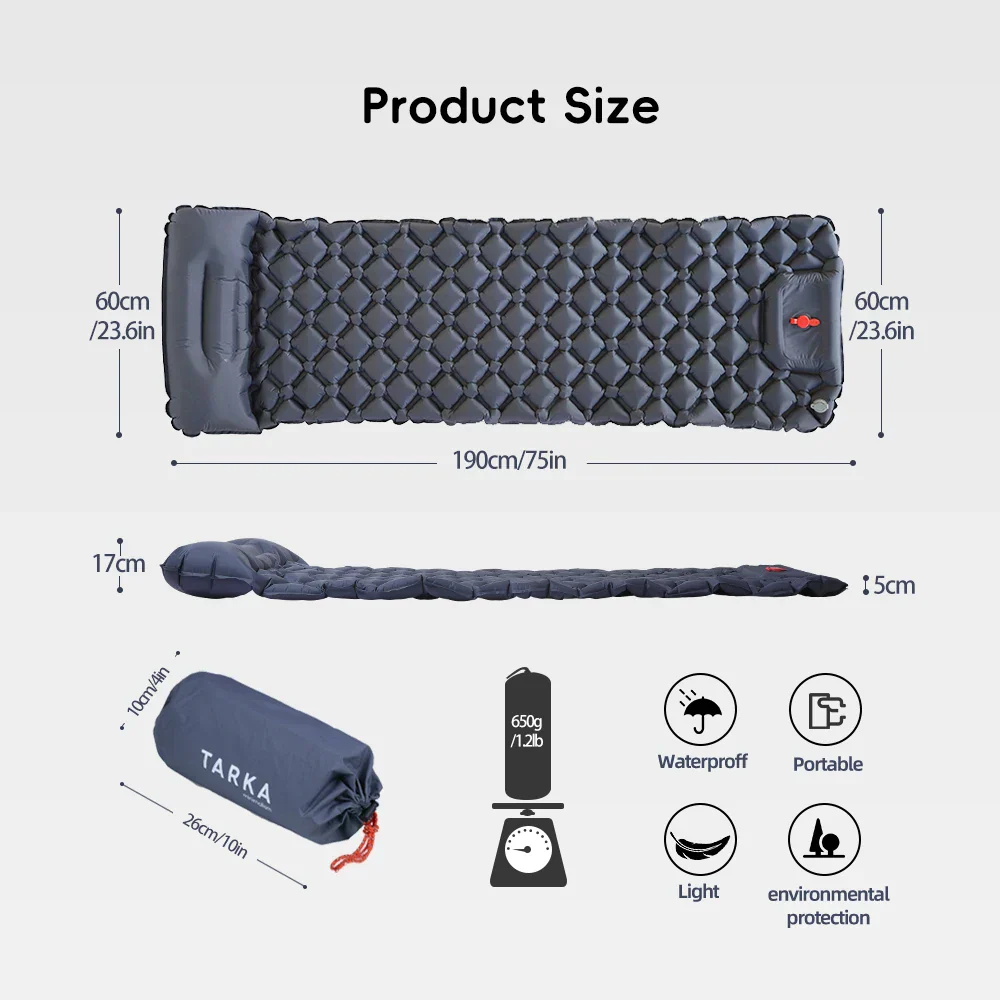 Self-Inflating Camping Sleeping Pad with Pillow – Ultralight Hiking Air Mattress - Image 2