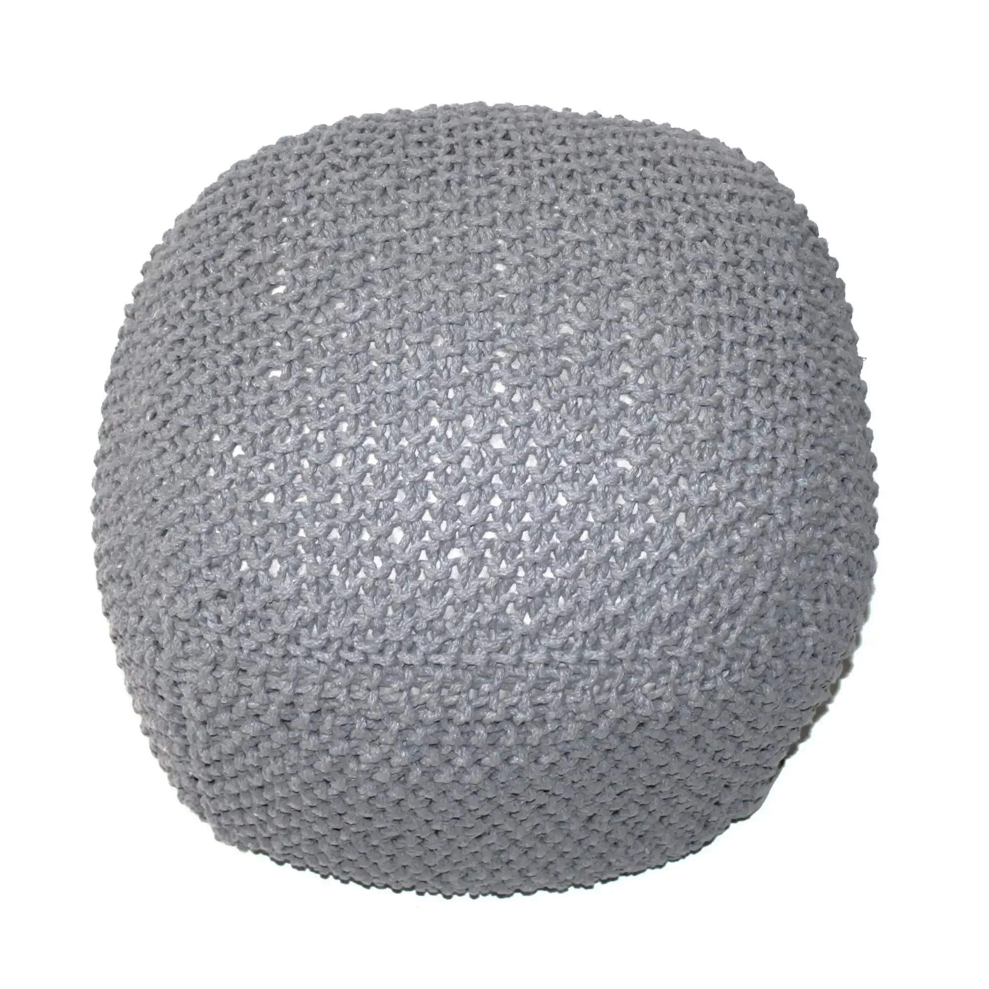 Semi Rounded Pouf Cable Knitted Perfect Seating - Image 17