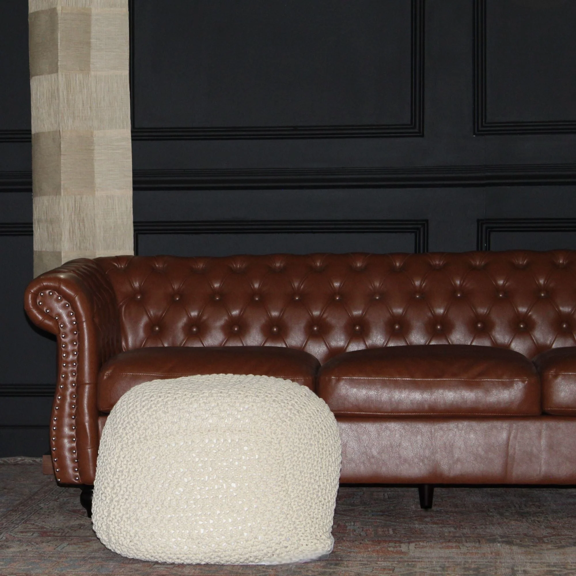 Semi Rounded Pouf Cable Knitted Perfect Seating - Image 22