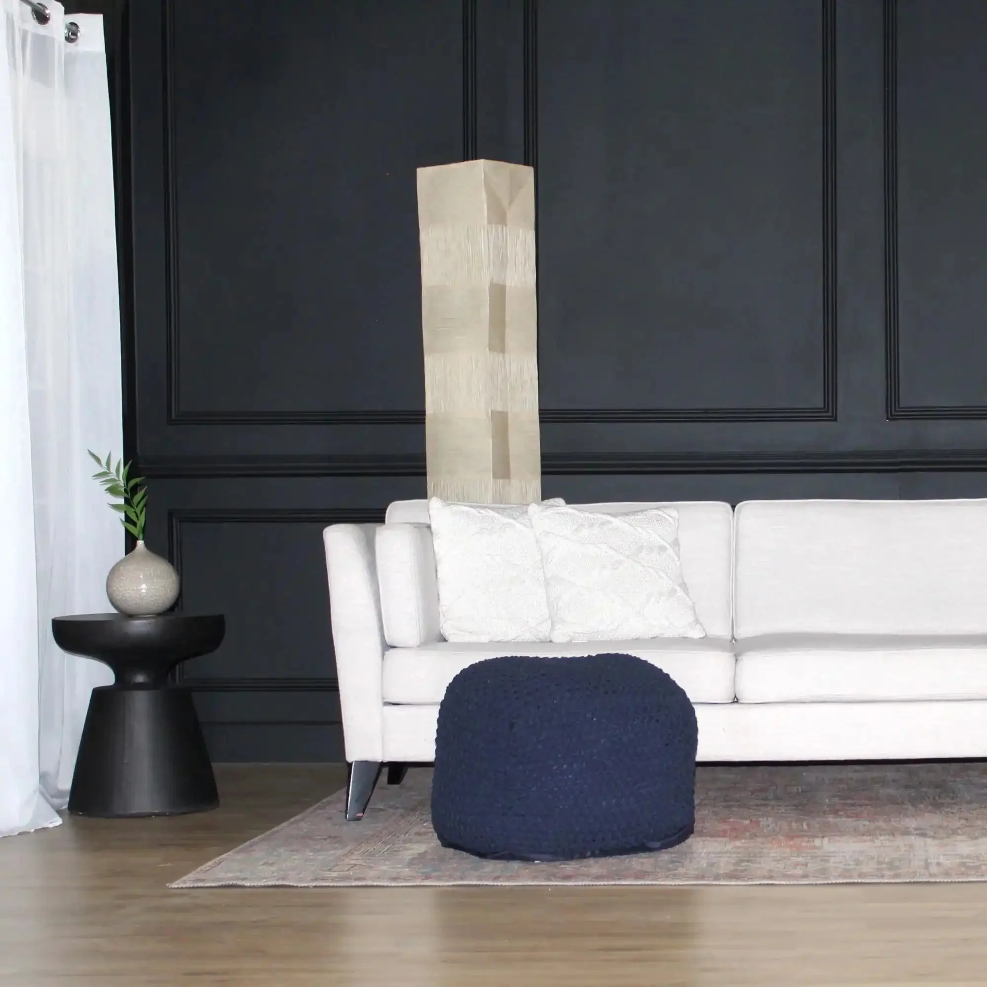 Semi Rounded Pouf Cable Knitted Perfect Seating - Image 6