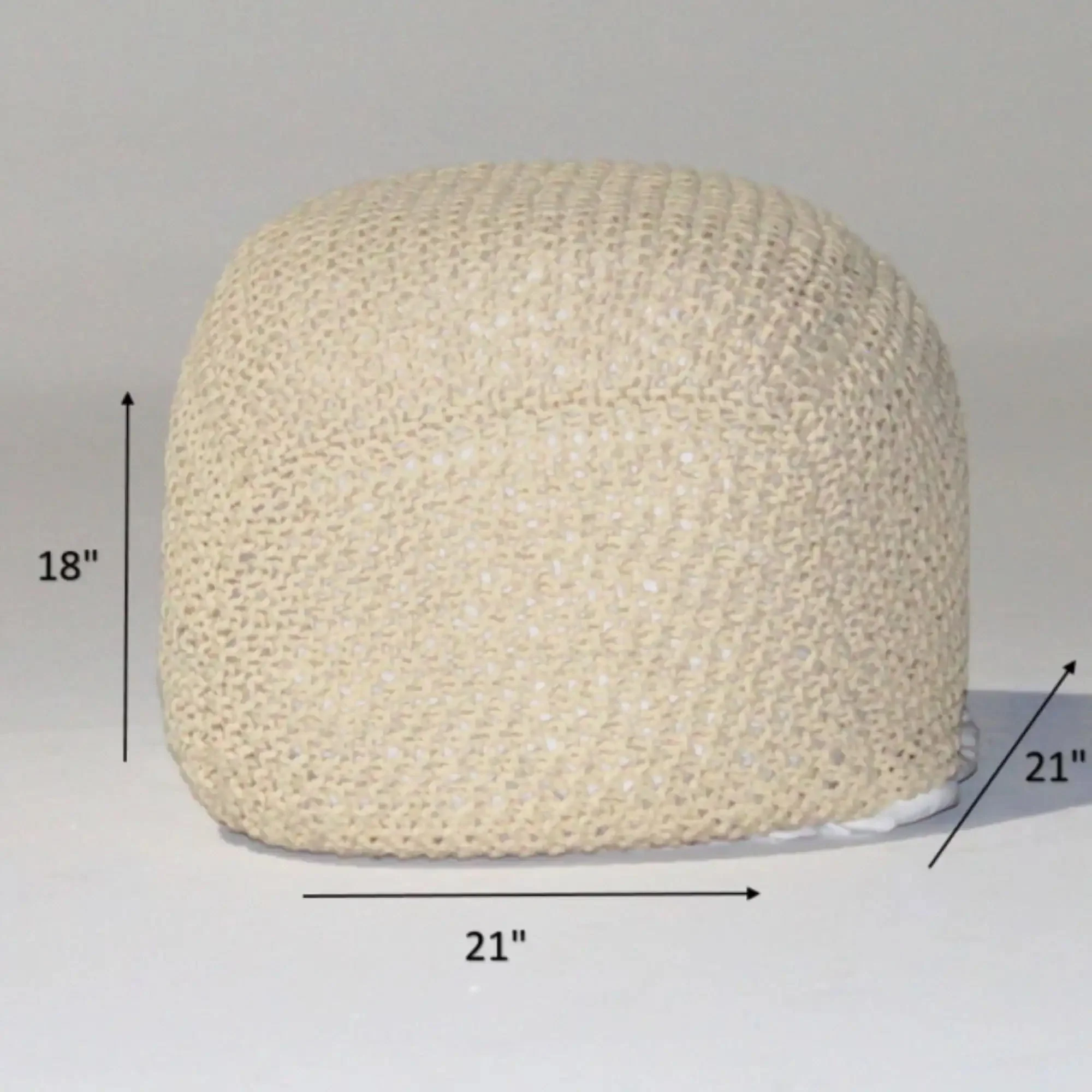 Semi Rounded Pouf Cable Knitted Perfect Seating - Image 8