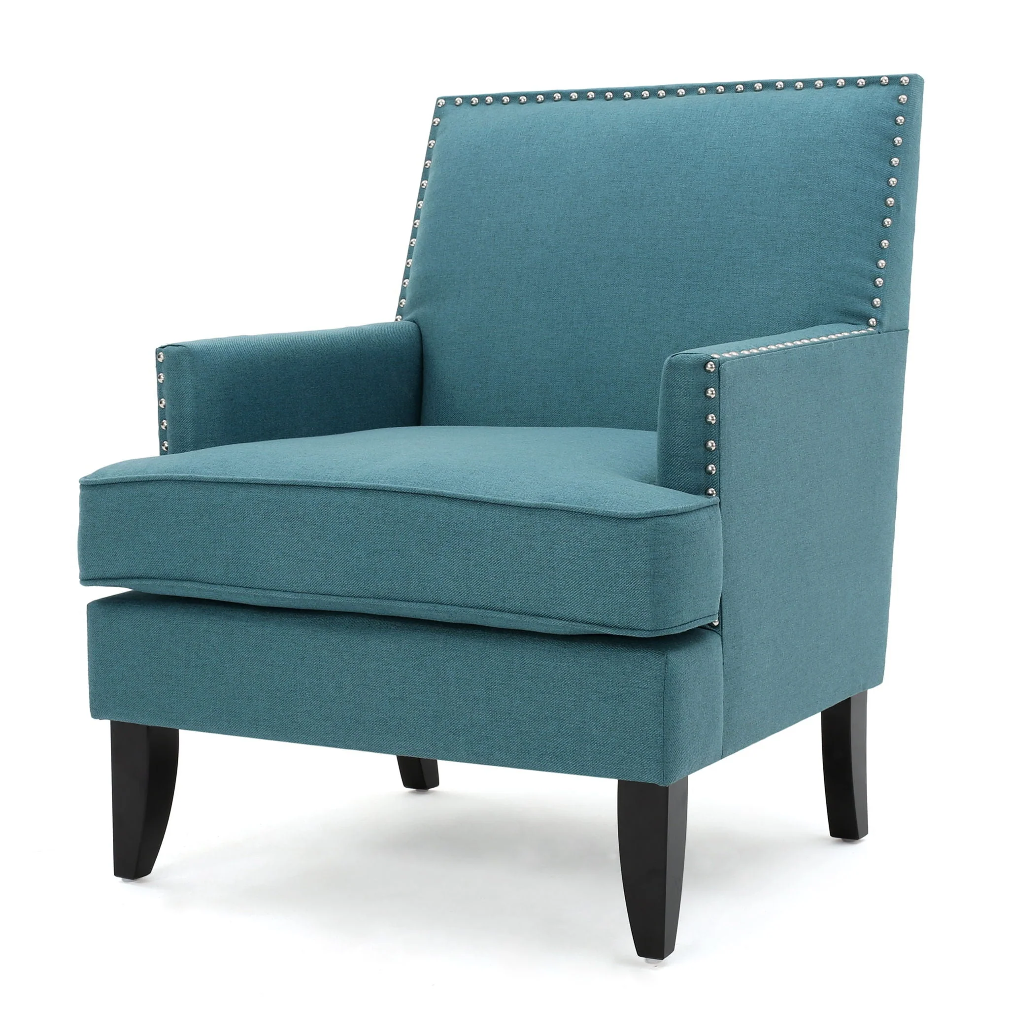Serenada Upholstered Fabric Club Chair With Nailhead Trim And Tapered Birch Legs - Image 2