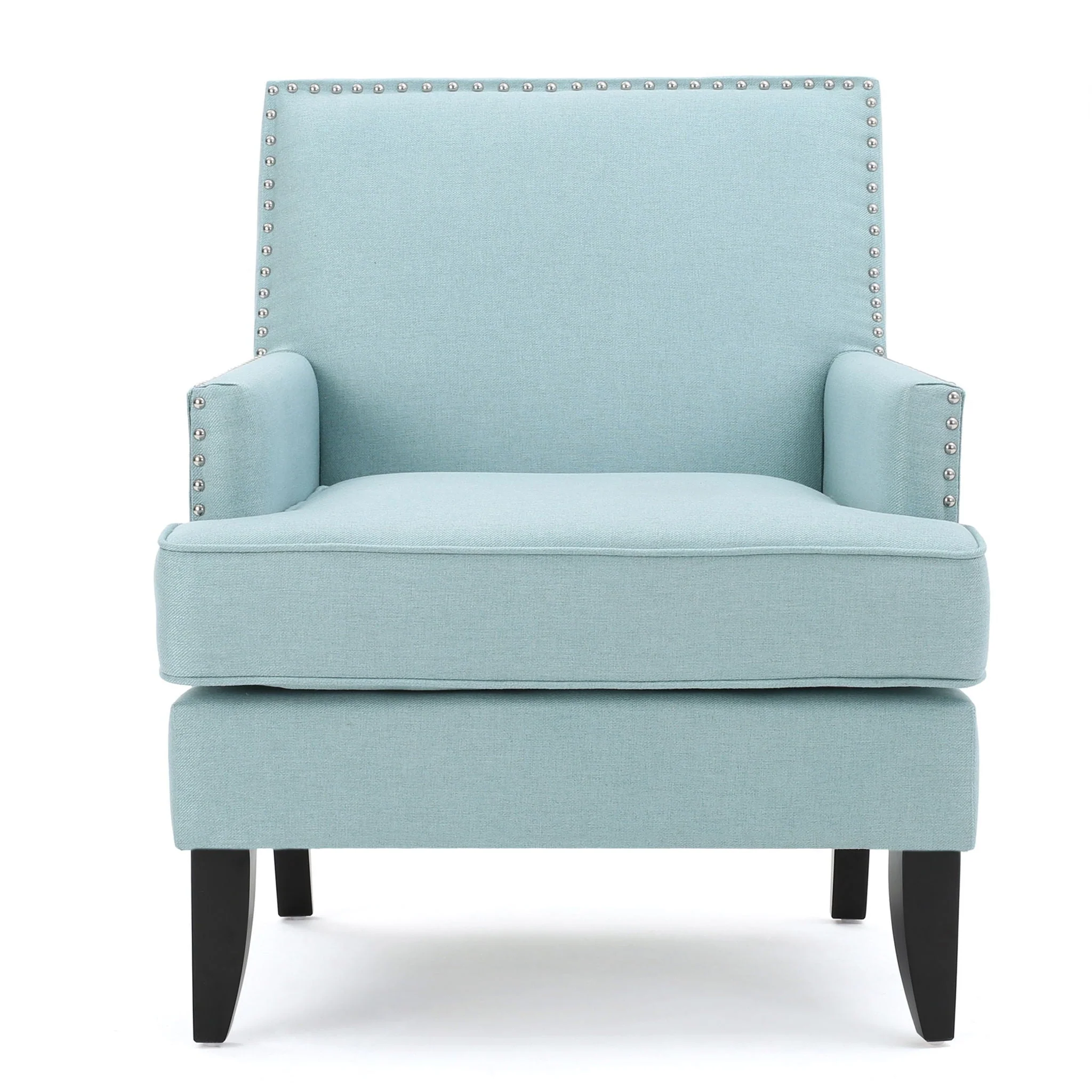 Serenada Upholstered Fabric Club Chair With Nailhead Trim And Tapered Birch Legs - Image 5