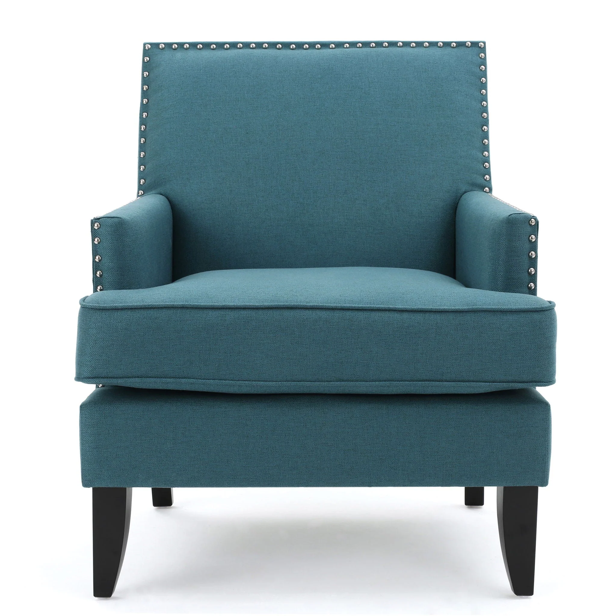 Serenada Upholstered Fabric Club Chair With Nailhead Trim And Tapered Birch Legs - Image 7