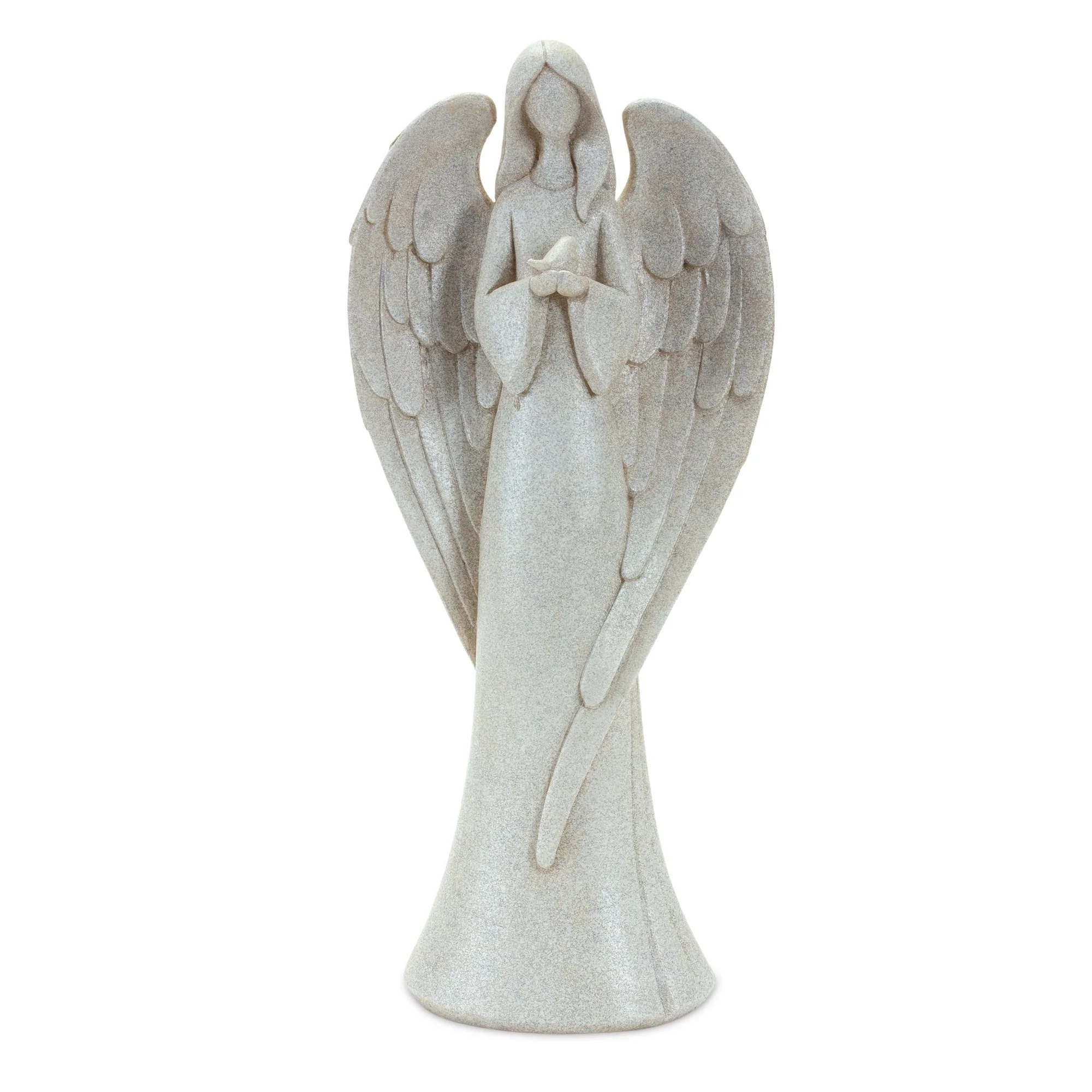 Serene angel figurine with bird accent (set of 2) - Image 3