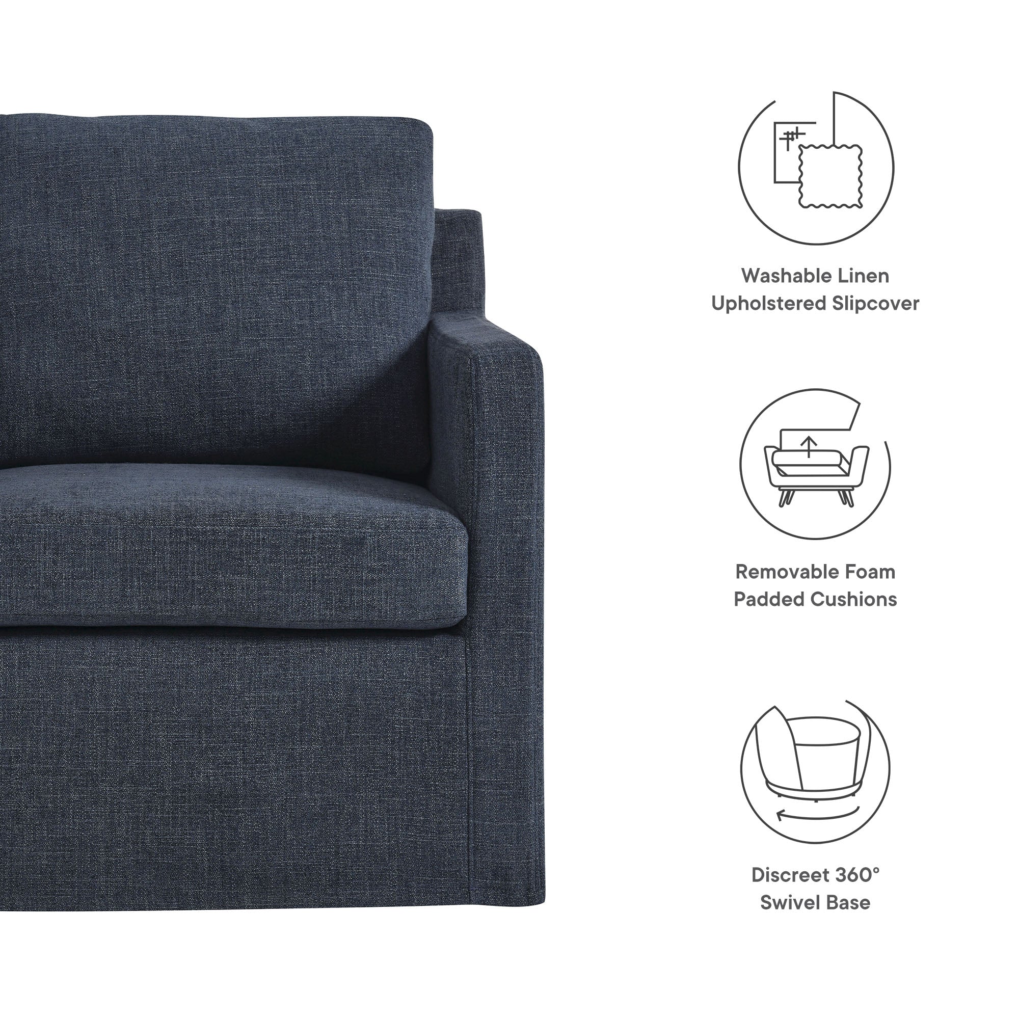 Serene Fabric Slipcovered Swivel Armchair by Modway - Image 2