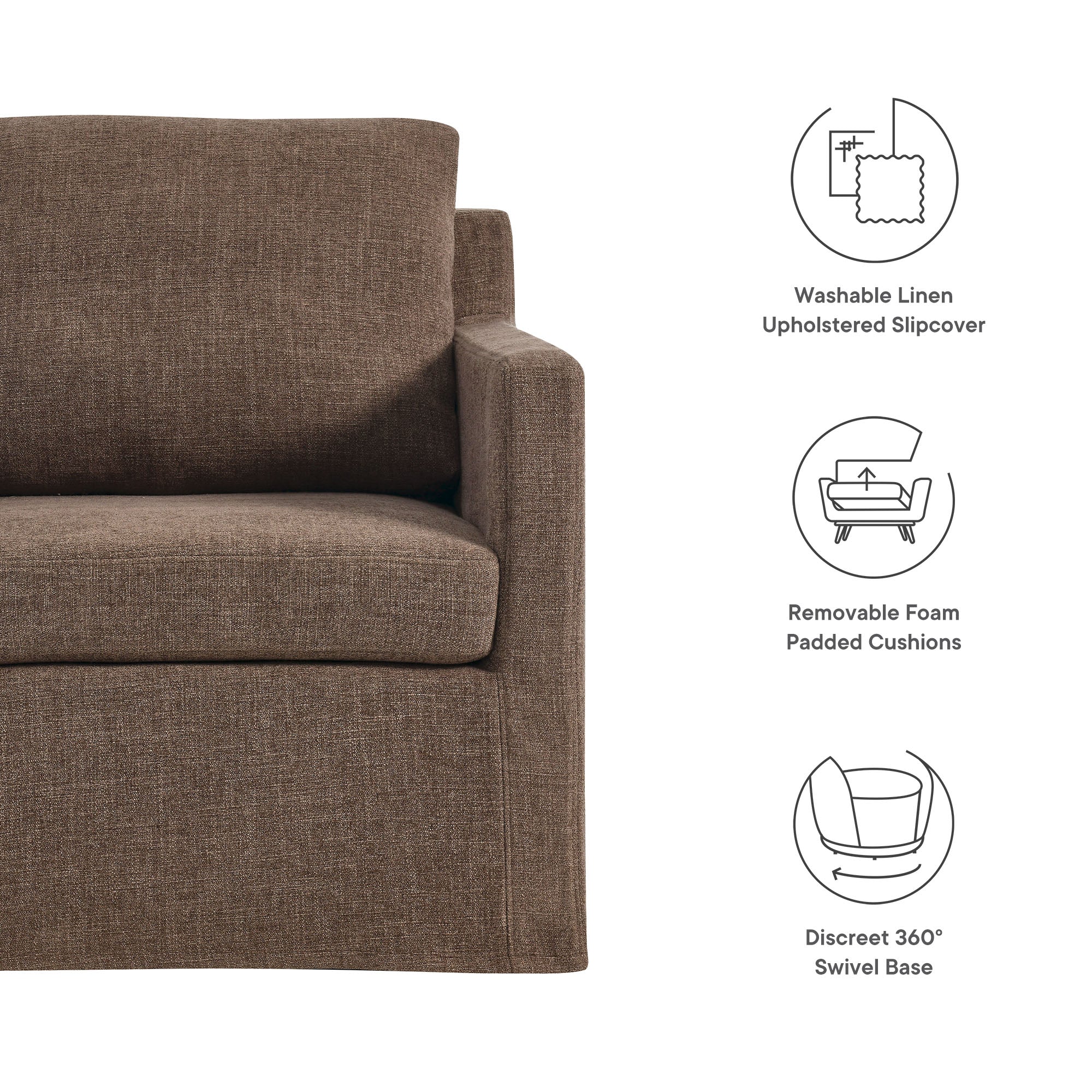 Serene Fabric Slipcovered Swivel Armchair by Modway - Image 24