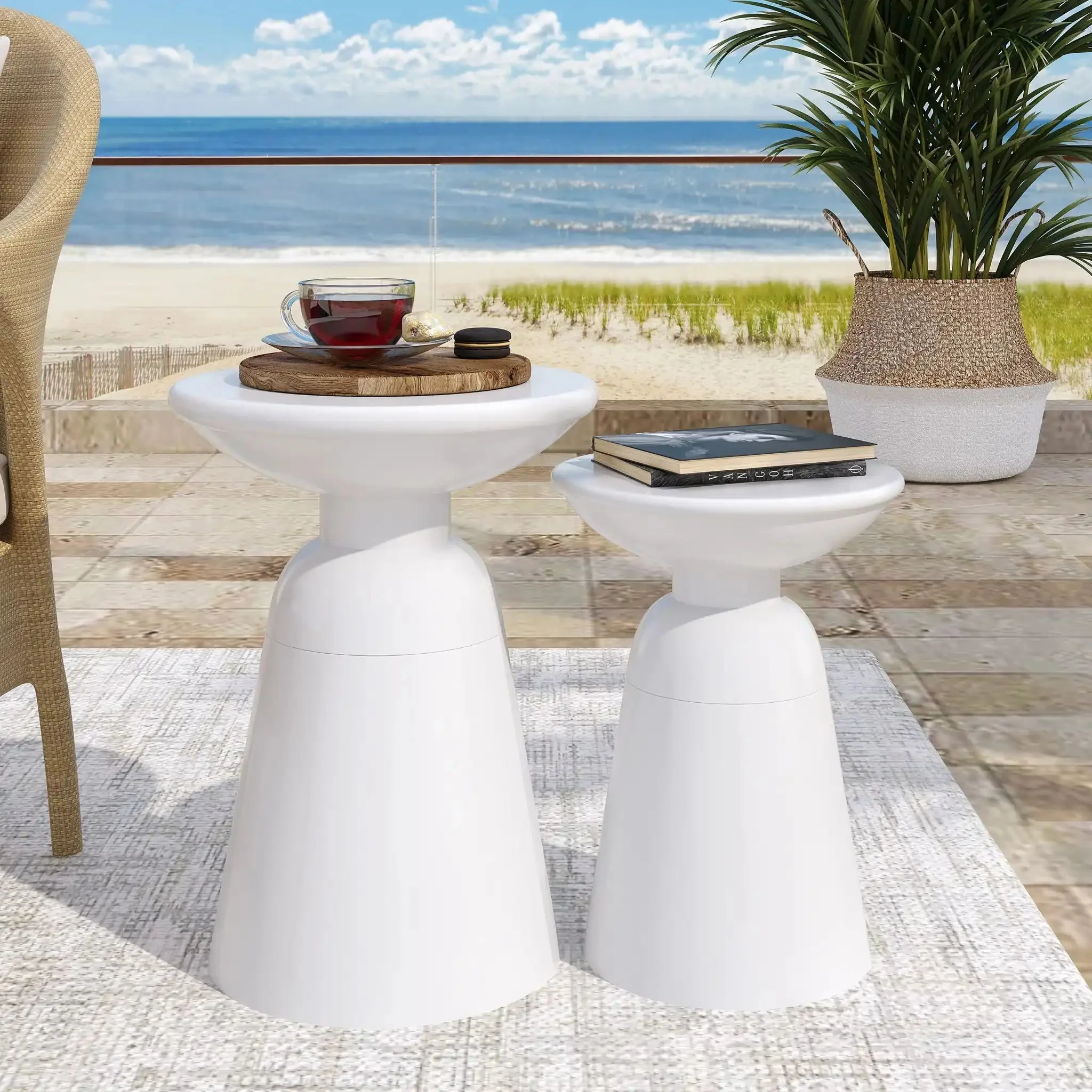 Serenita - Outdoor Side Tables With Flared Design (Set of 2) - Image 8