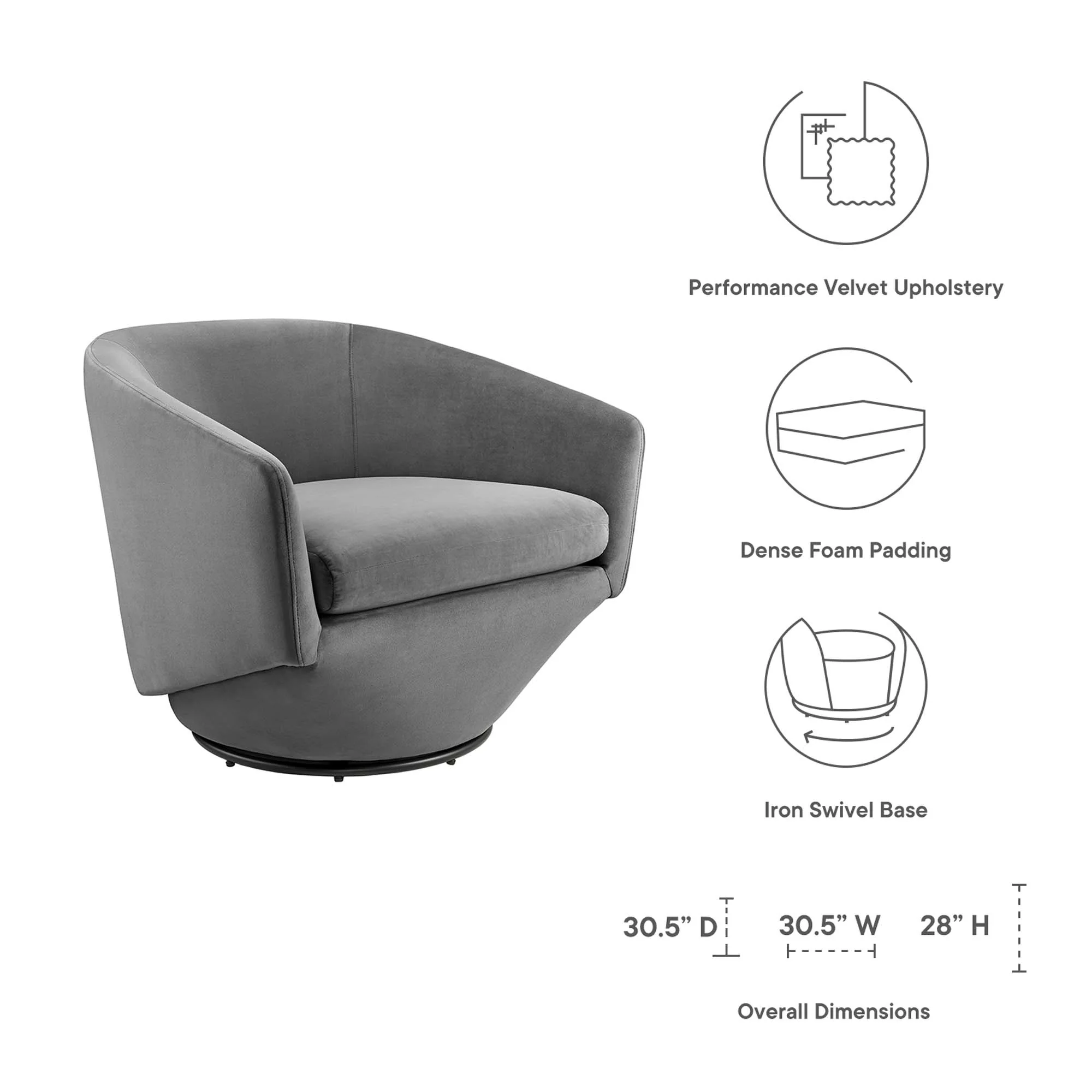 Series Performance Velvet Fabric Swivel Chair by Modway - Image 13