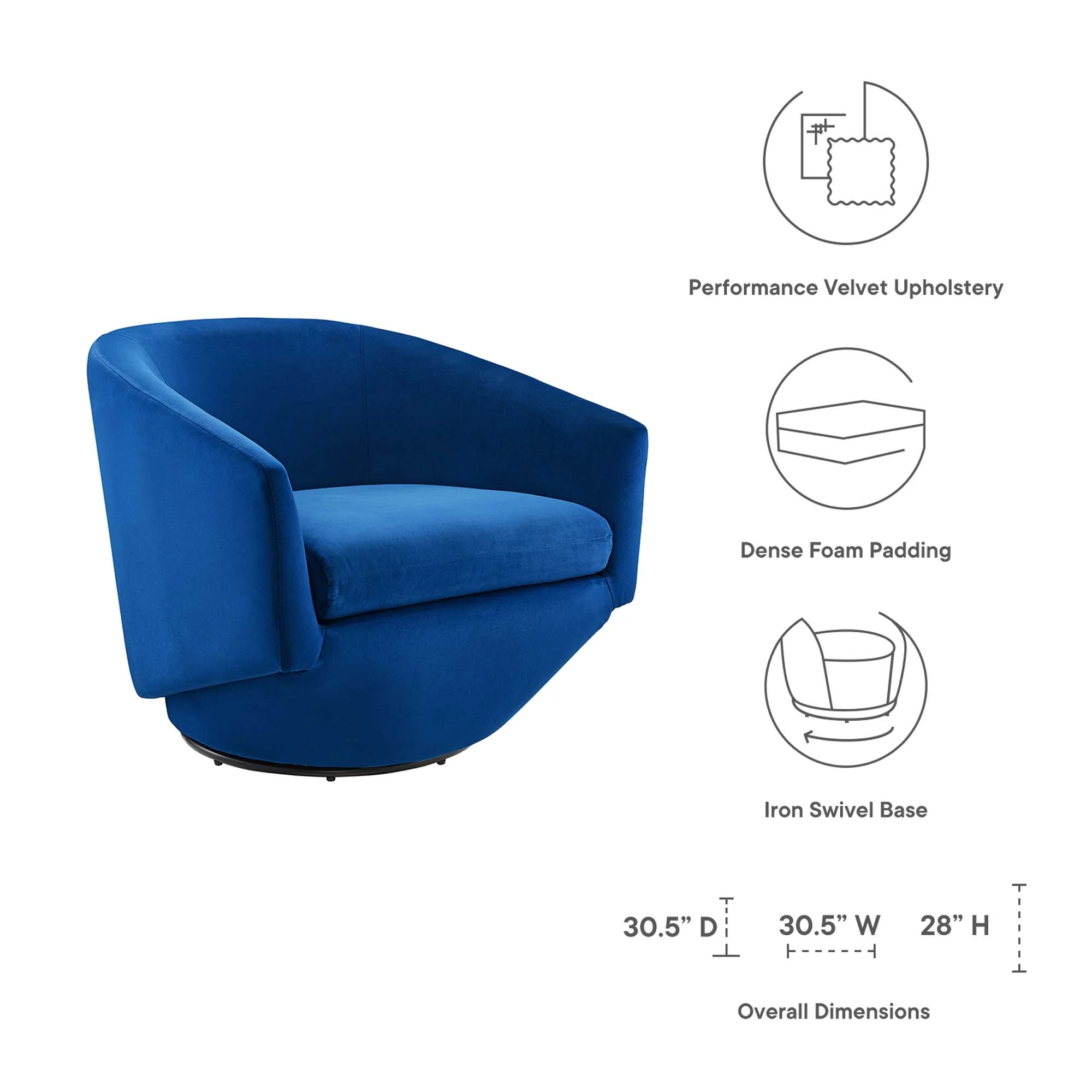 Series Performance Velvet Fabric Swivel Chair by Modway - Image 2