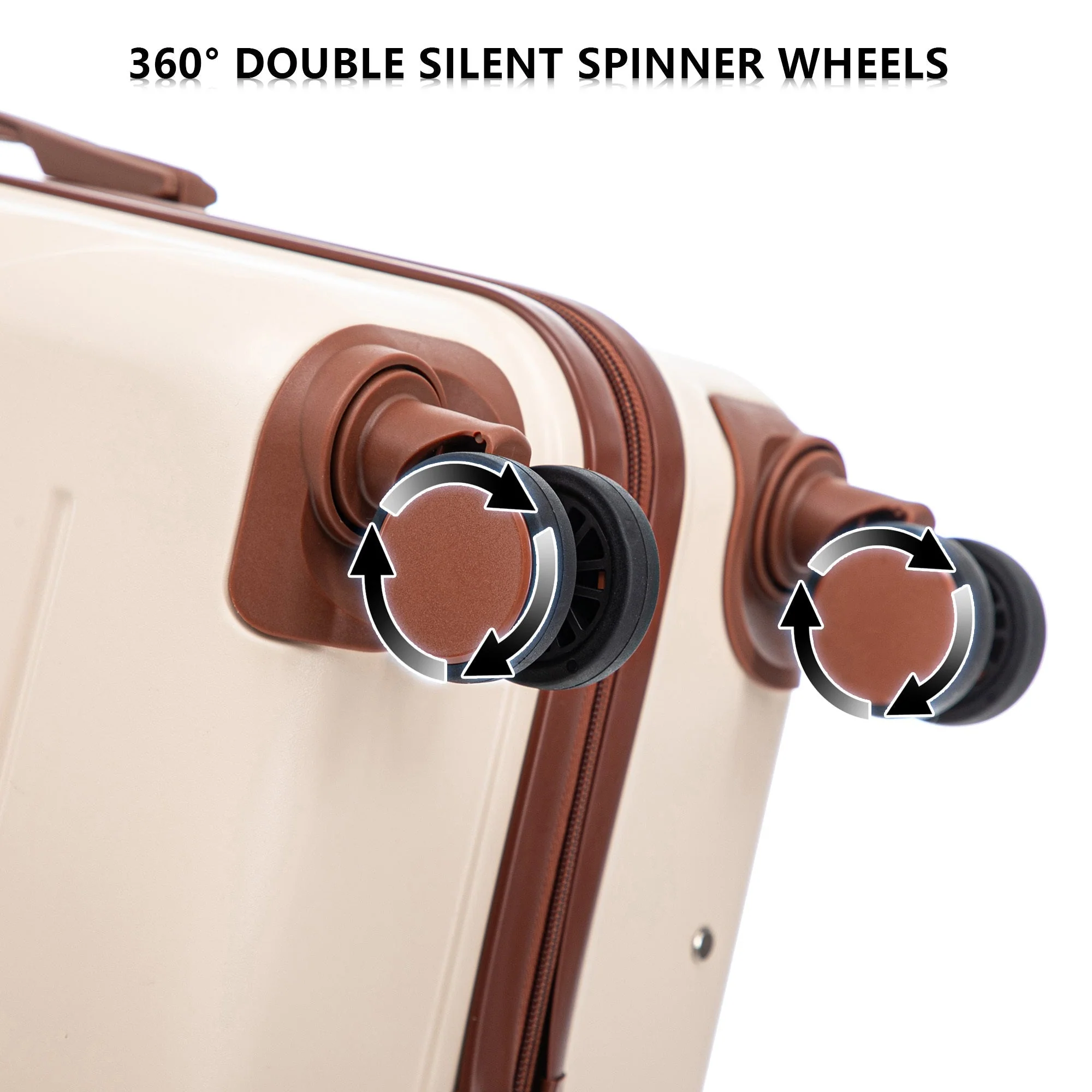Set 3PCs 20'/24'/28' ABS Spinner Wheel Luggage - Beige - Image 10