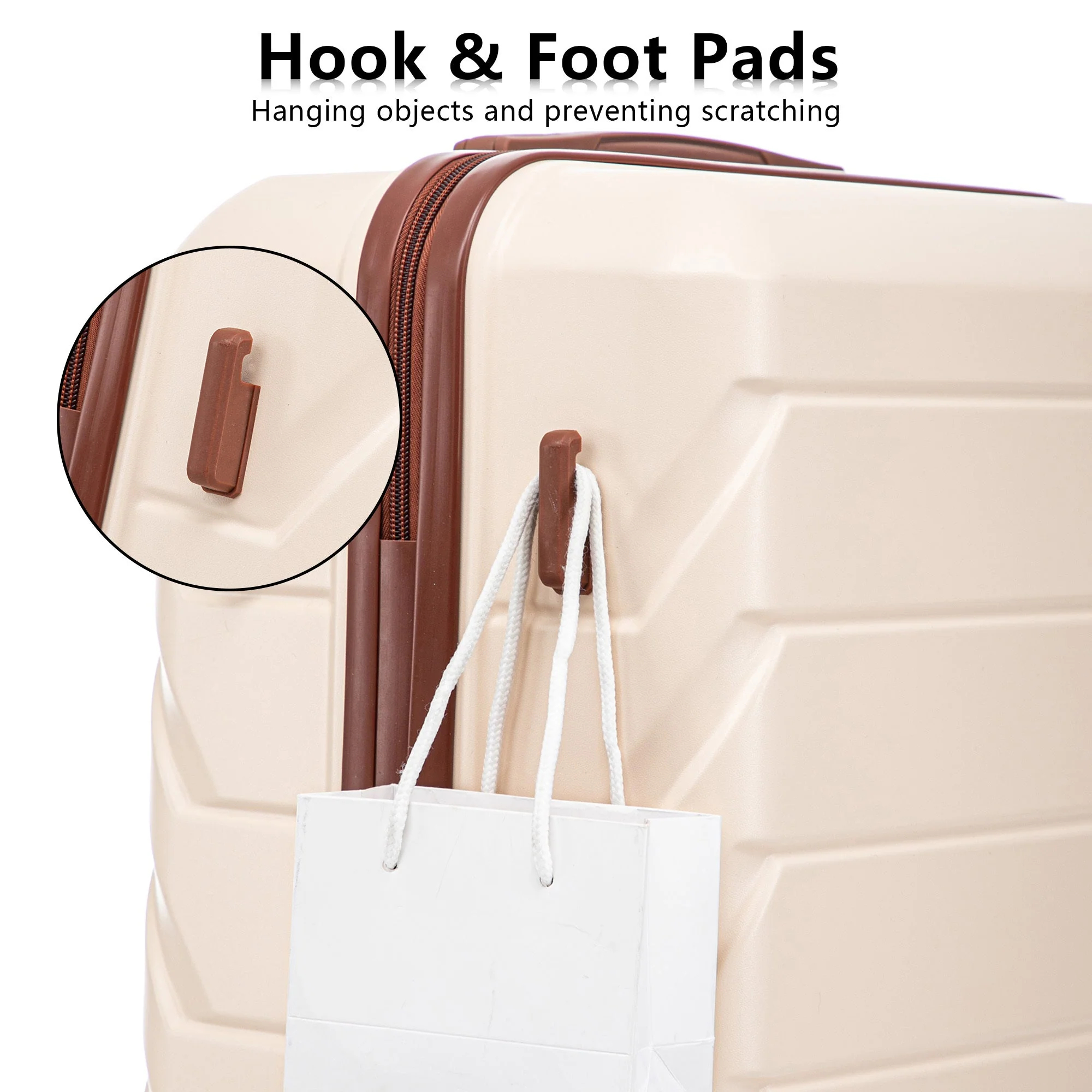 Set 3PCs 20'/24'/28' ABS Spinner Wheel Luggage - Beige - Image 12