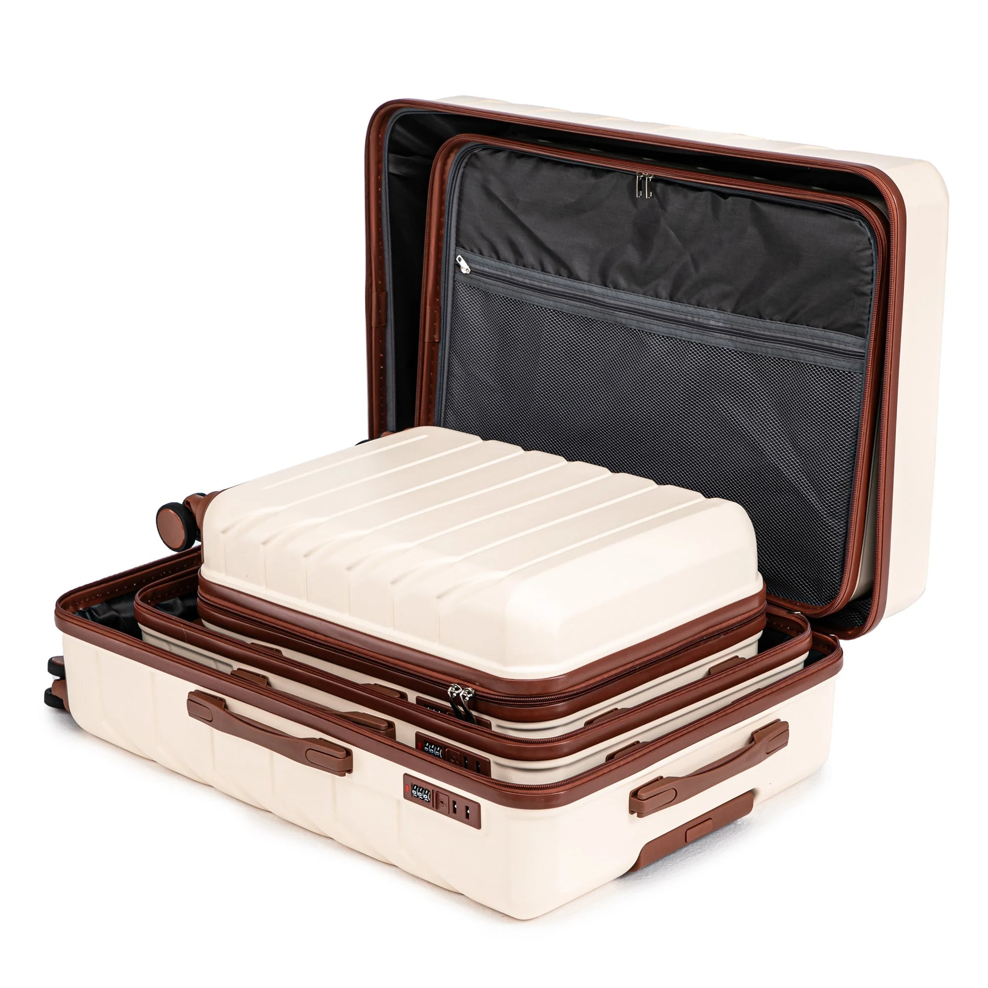 Set 3PCs 20'/24'/28' ABS Spinner Wheel Luggage - Beige - Image 20