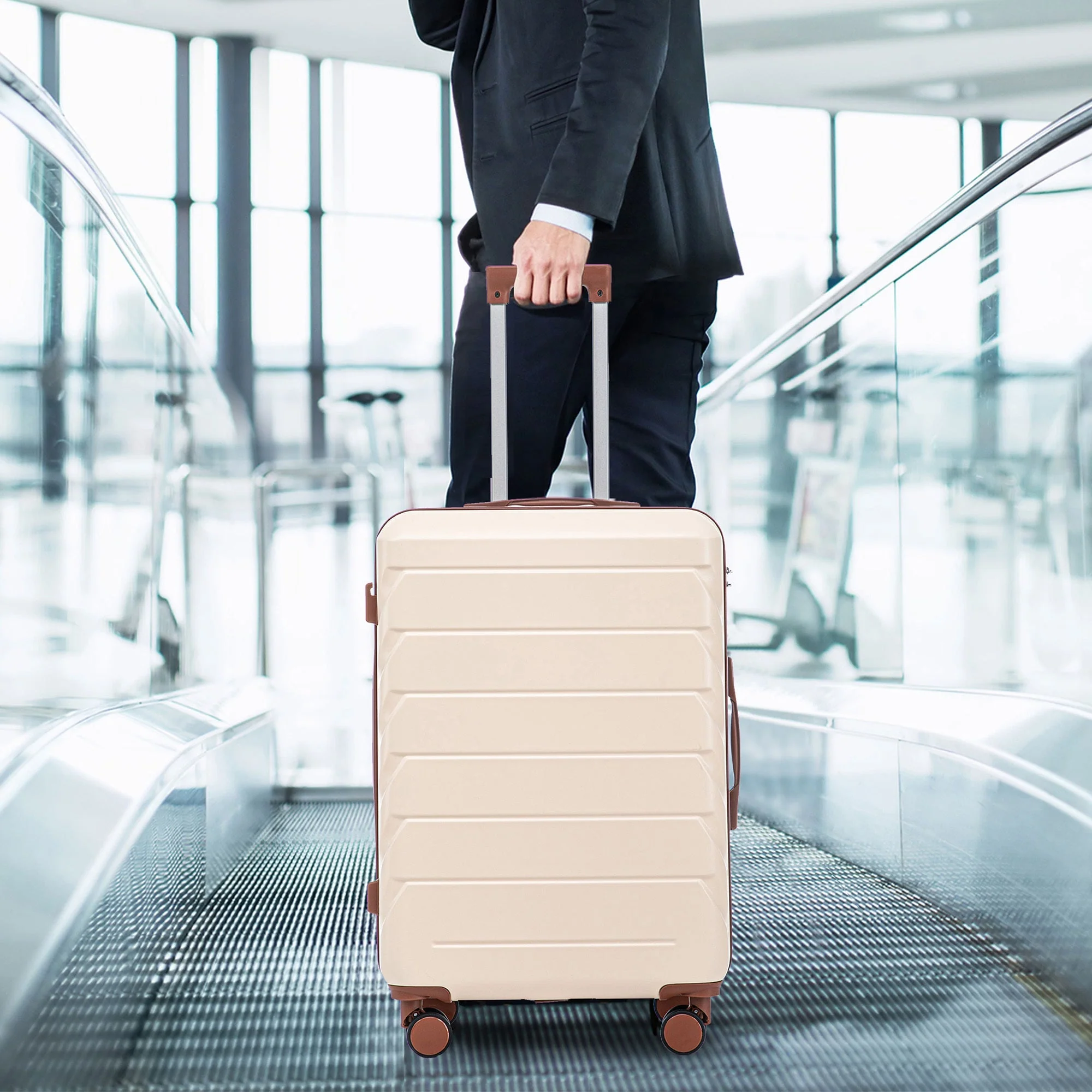 Set 3PCs 20'/24'/28' ABS Spinner Wheel Luggage - Beige - Image 5