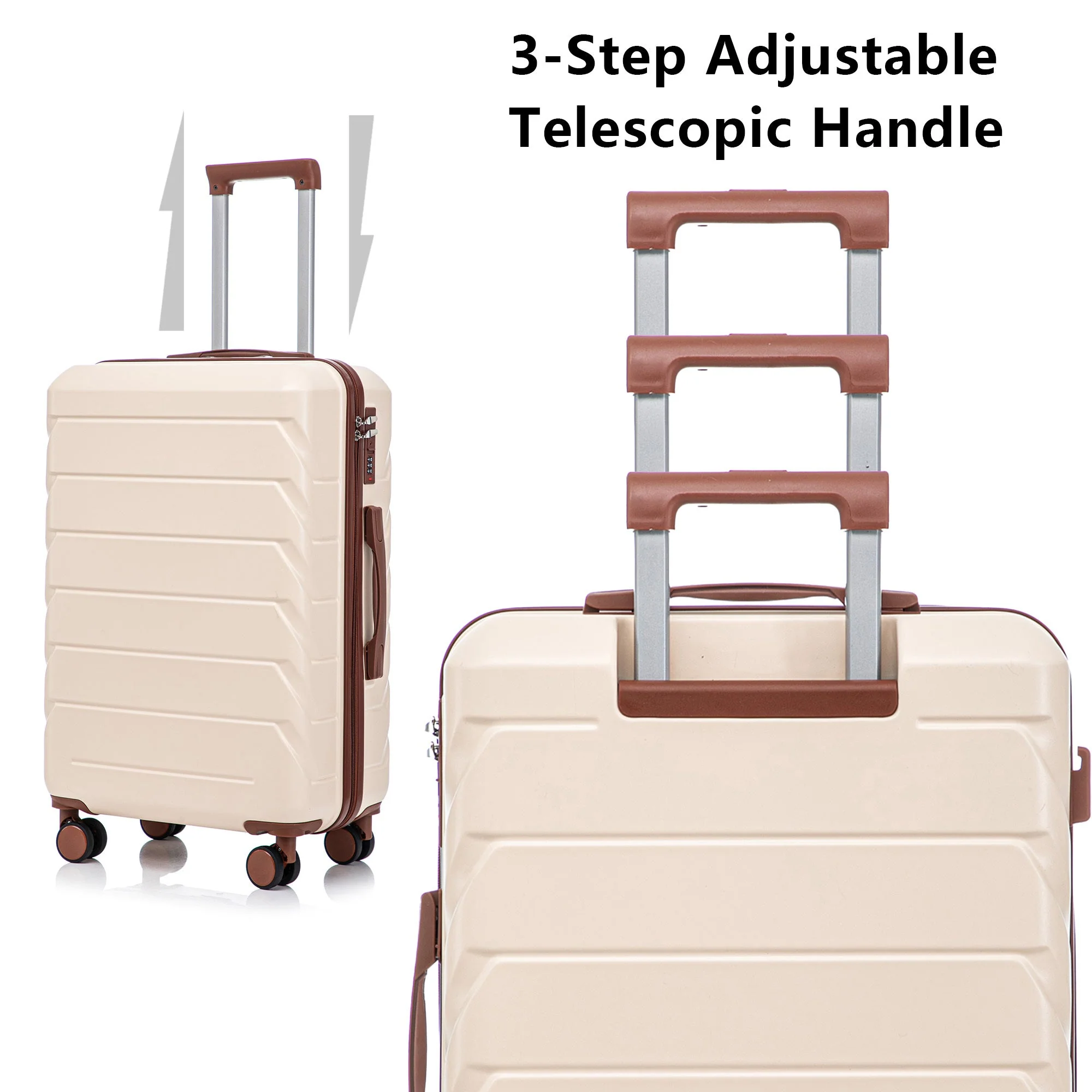 Set 3PCs 20'/24'/28' ABS Spinner Wheel Luggage - Beige - Image 9