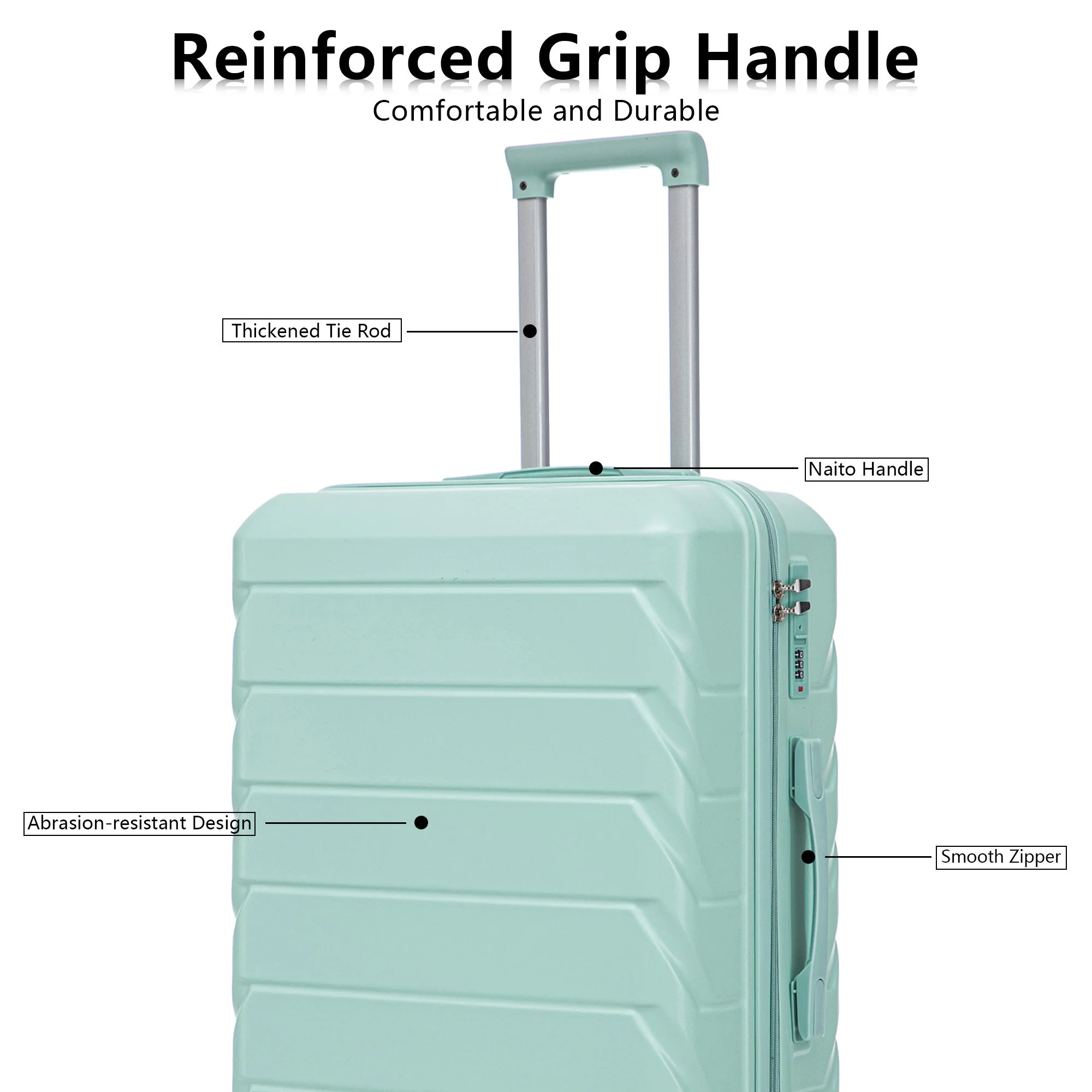 Set 3PCs 20'/24'/28' ABS Spinner Wheel Luggage - Mint Green - Image 10