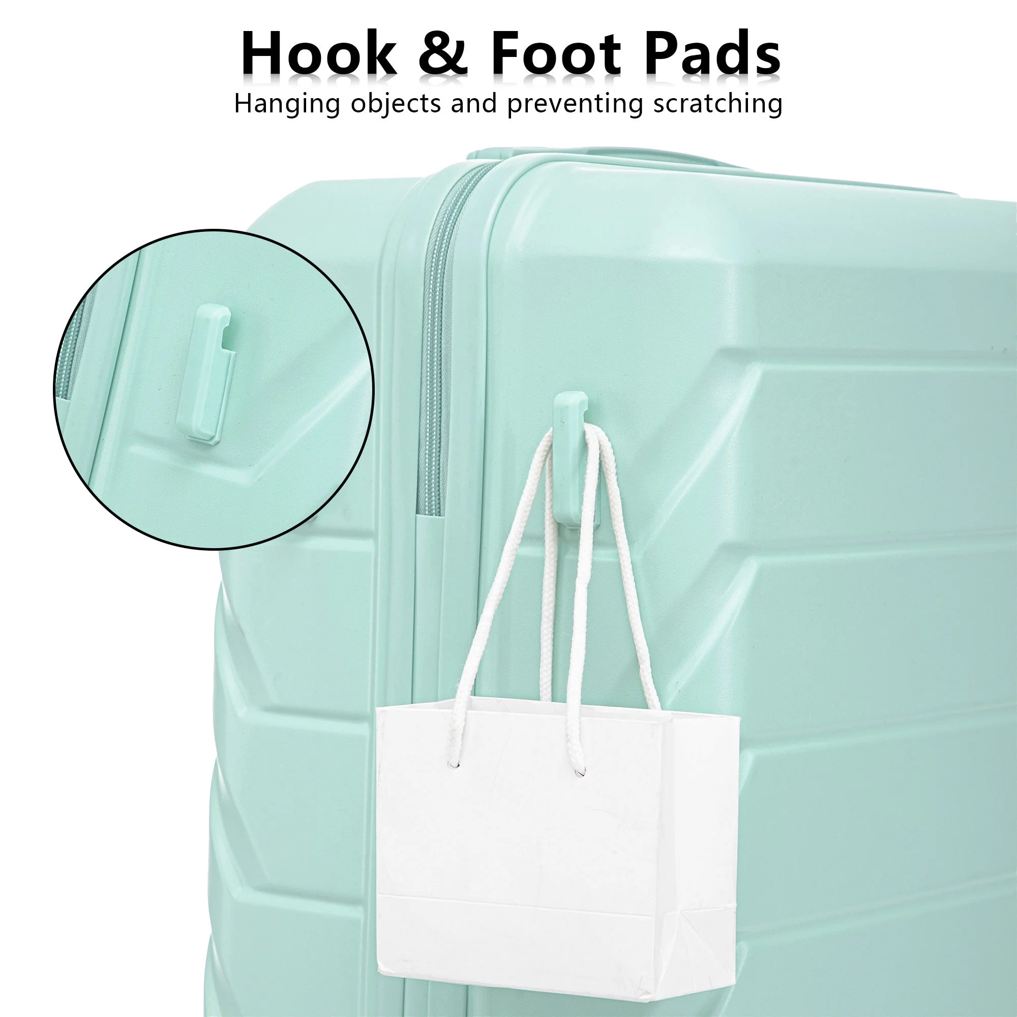 Set 3PCs 20'/24'/28' ABS Spinner Wheel Luggage - Mint Green - Image 11