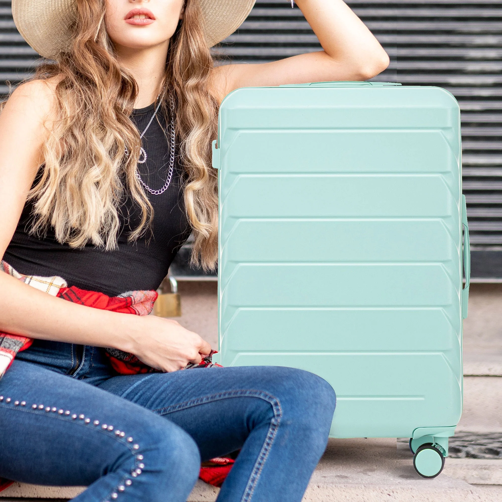 Set 3PCs 20'/24'/28' ABS Spinner Wheel Luggage - Mint Green - Image 6