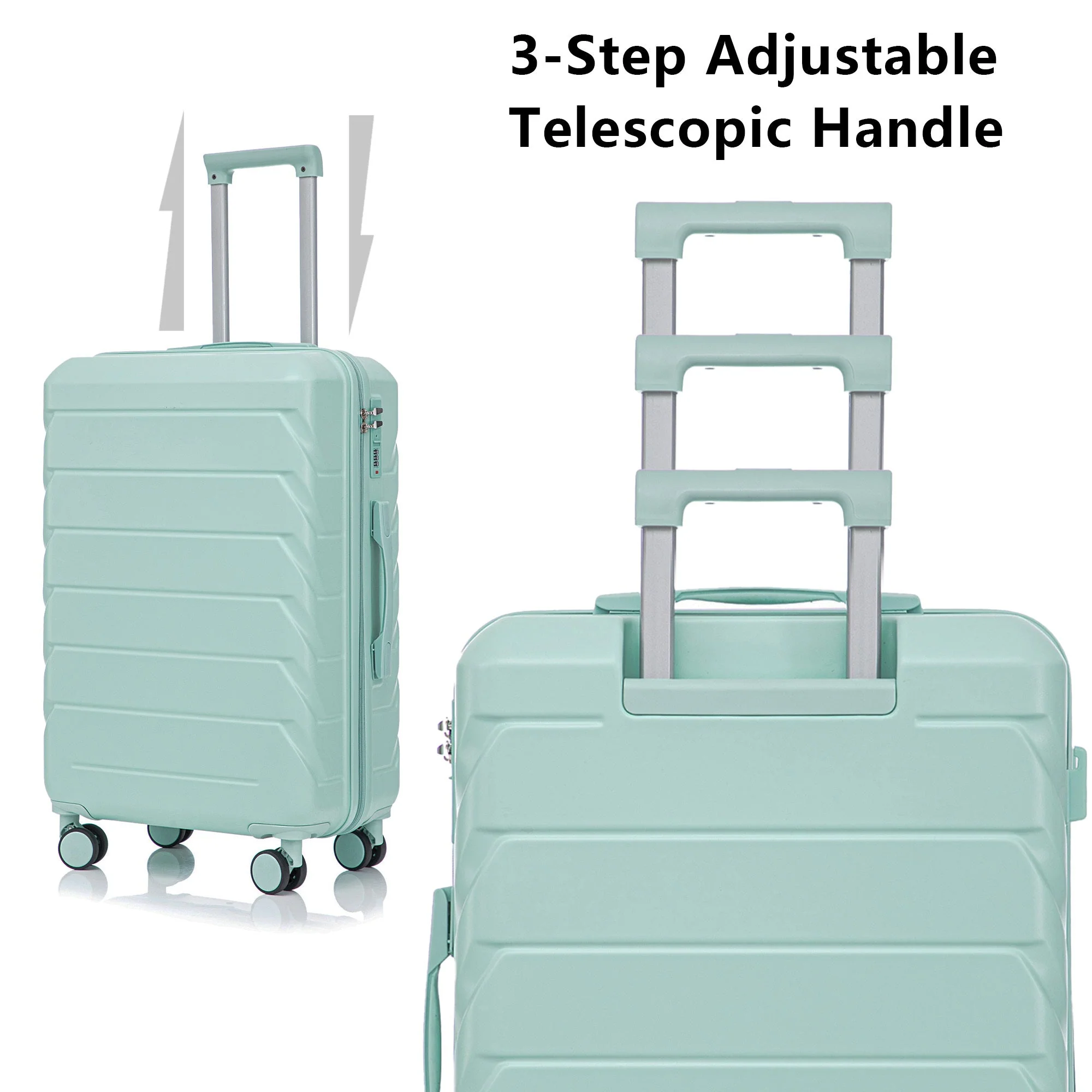 Set 3PCs 20'/24'/28' ABS Spinner Wheel Luggage - Mint Green - Image 9
