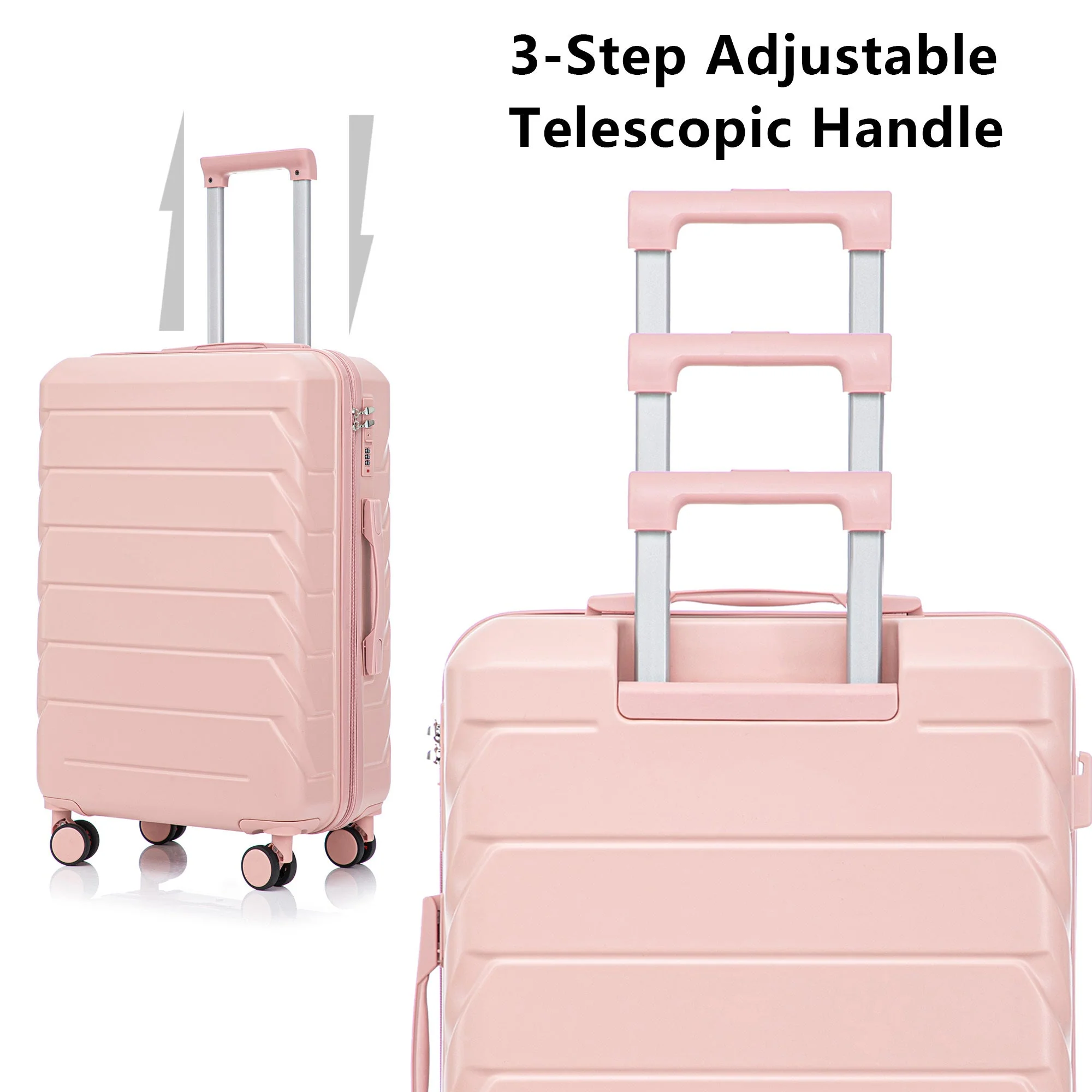 Set 3PCs 20'/24'/28' ABS Spinner Wheel Luggage - Pink - Image 11