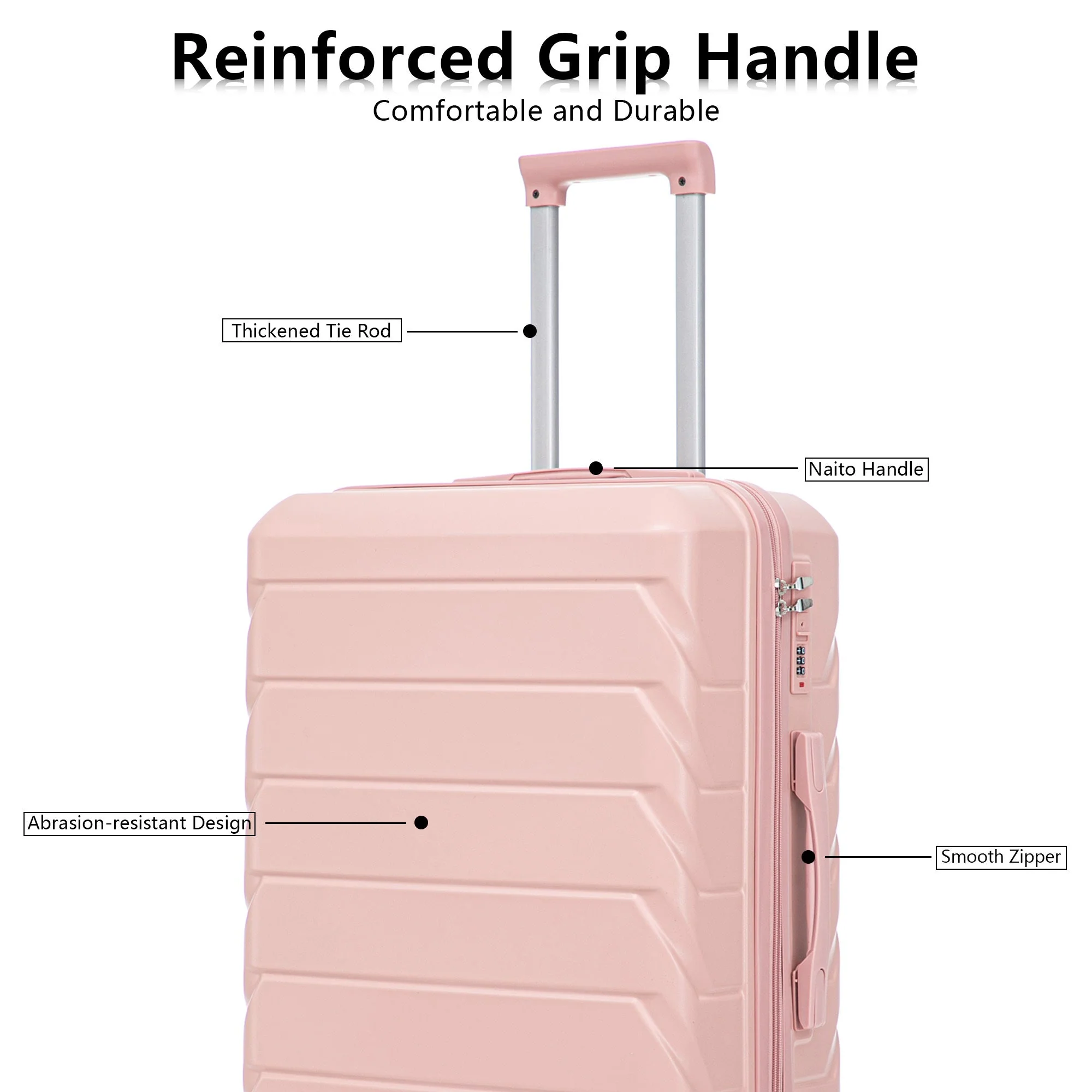Set 3PCs 20'/24'/28' ABS Spinner Wheel Luggage - Pink - Image 9