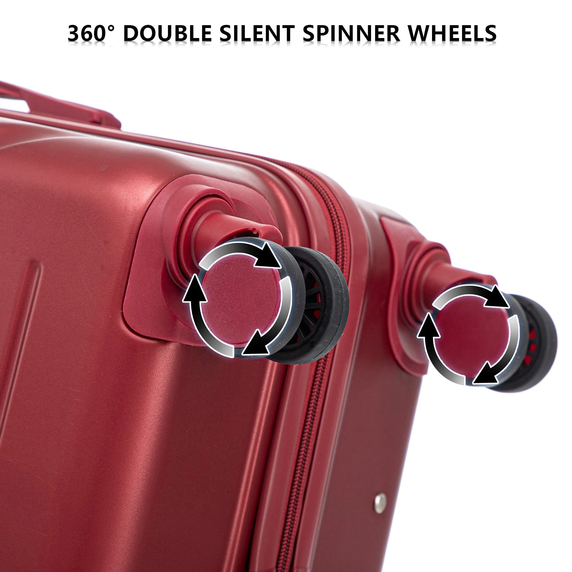 Set 3PCs 20'/24'/28' ABS Spinner Wheel Luggage Wine Red - Image 10