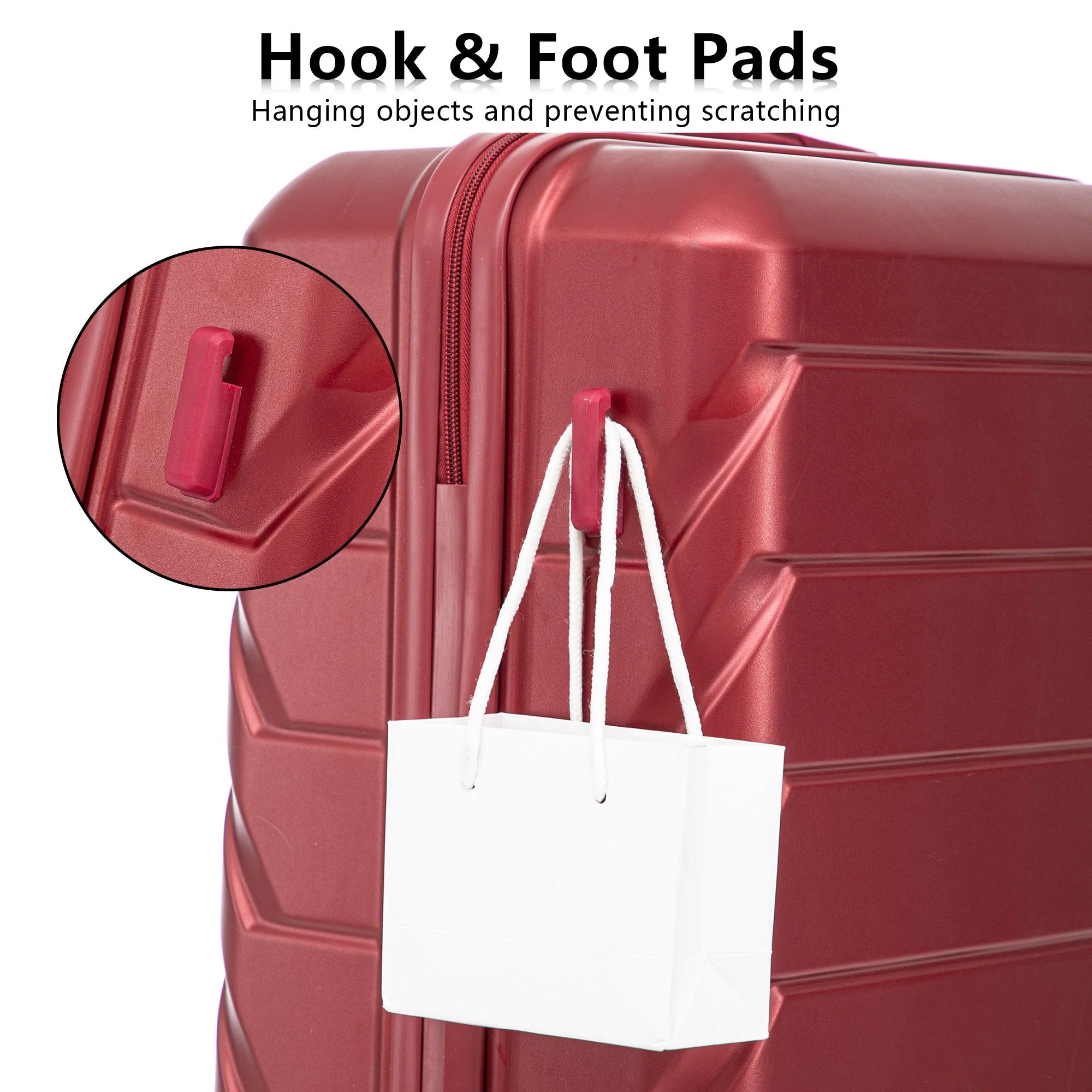 Set 3PCs 20'/24'/28' ABS Spinner Wheel Luggage Wine Red - Image 11