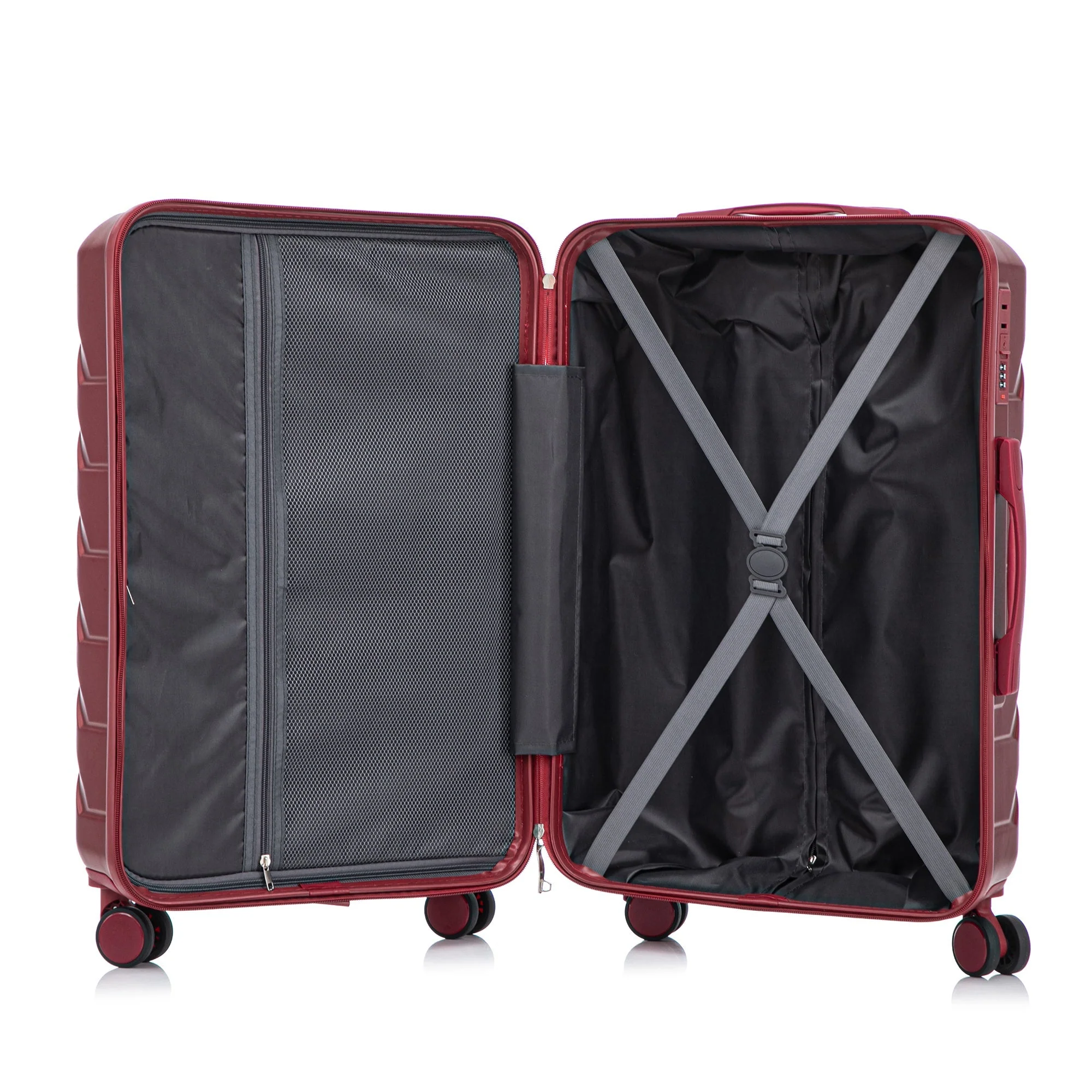 Set 3PCs 20'/24'/28' ABS Spinner Wheel Luggage Wine Red - Image 19