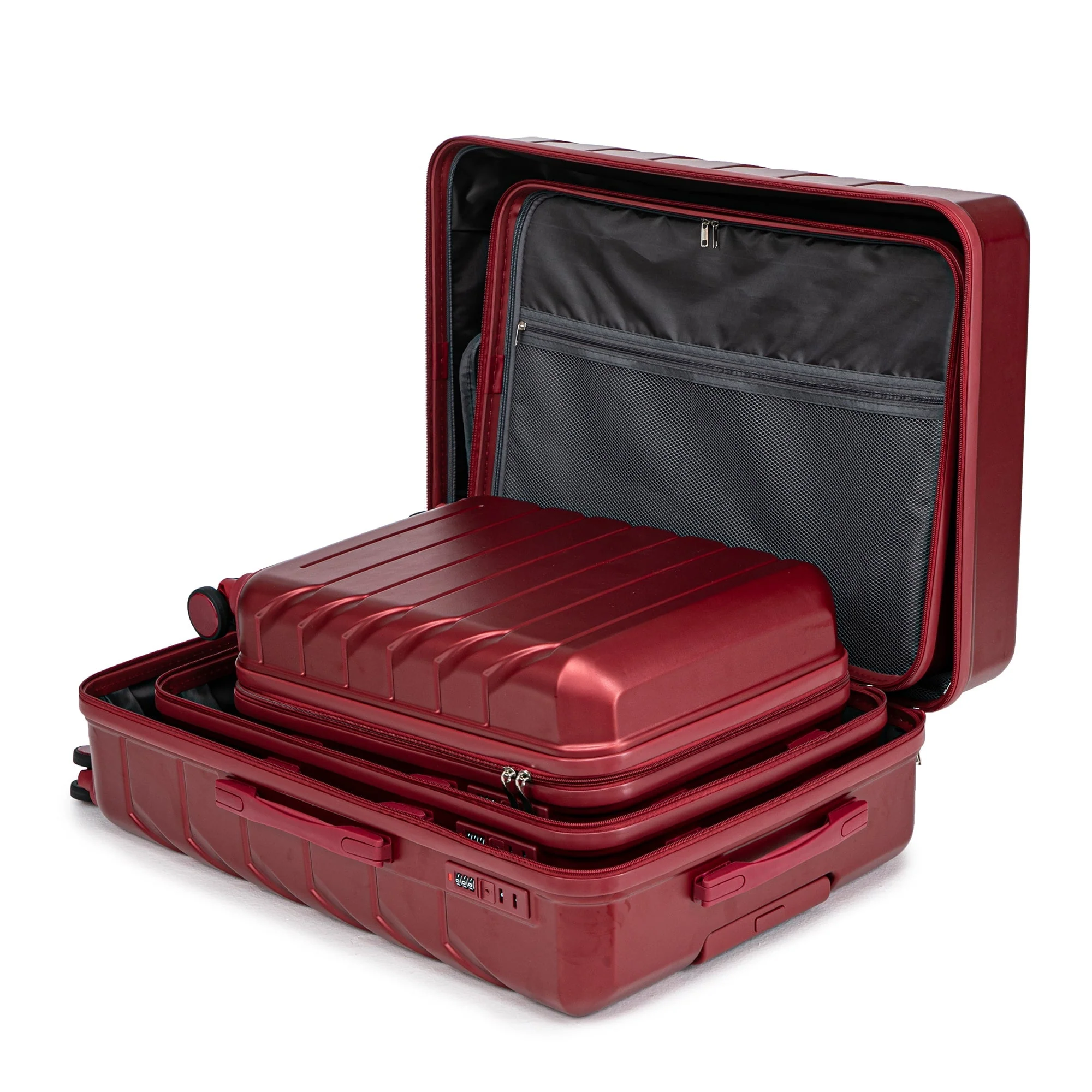 Set 3PCs 20'/24'/28' ABS Spinner Wheel Luggage Wine Red - Image 20