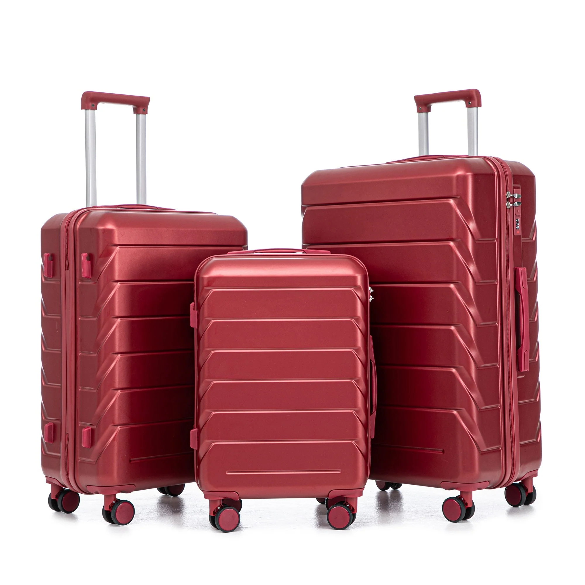 Set 3PCs 20'/24'/28' ABS Spinner Wheel Luggage Wine Red - Image 22