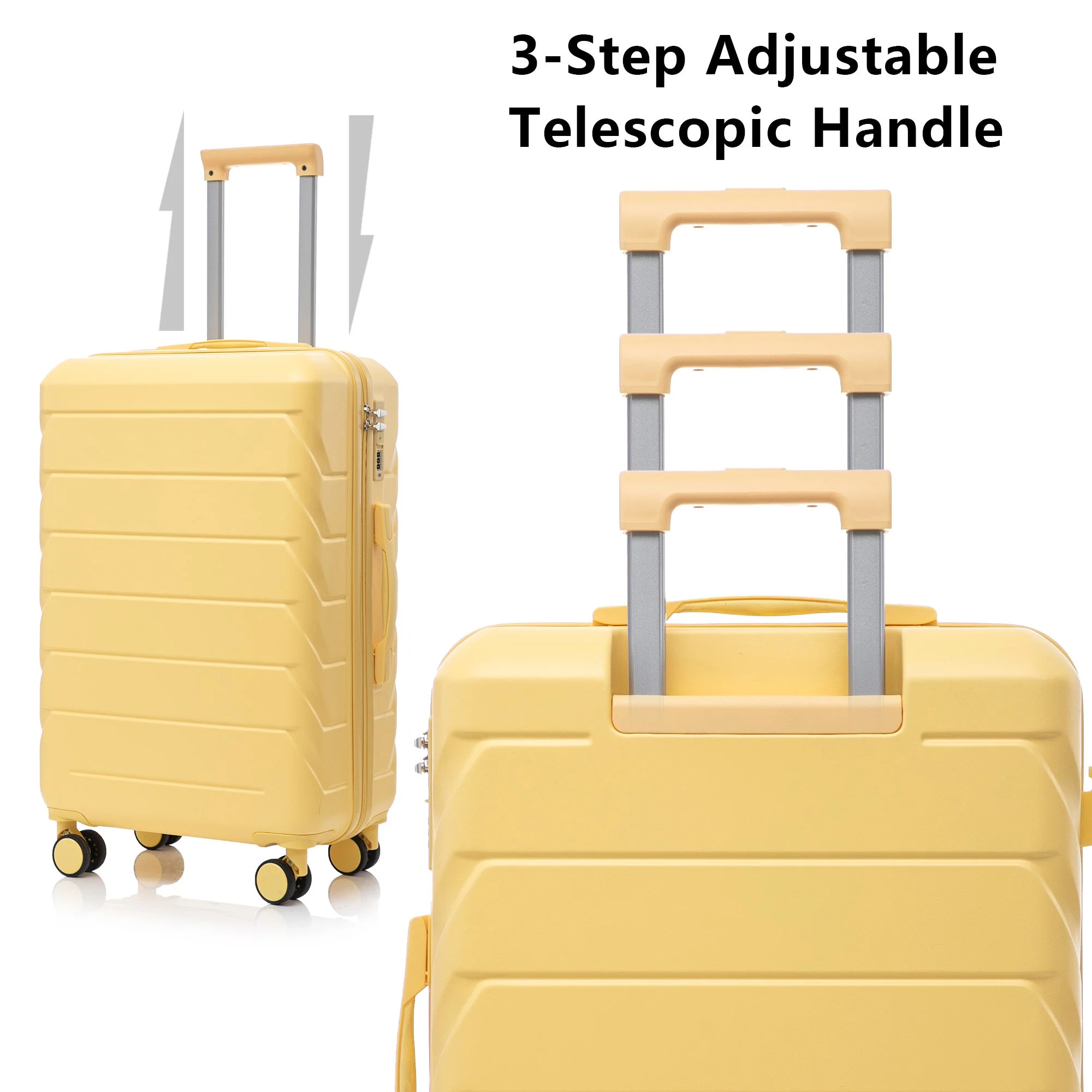 Set 3PCs 20'/24'/28' ABS Spinner Wheel Luggage - Yellow - Image 12