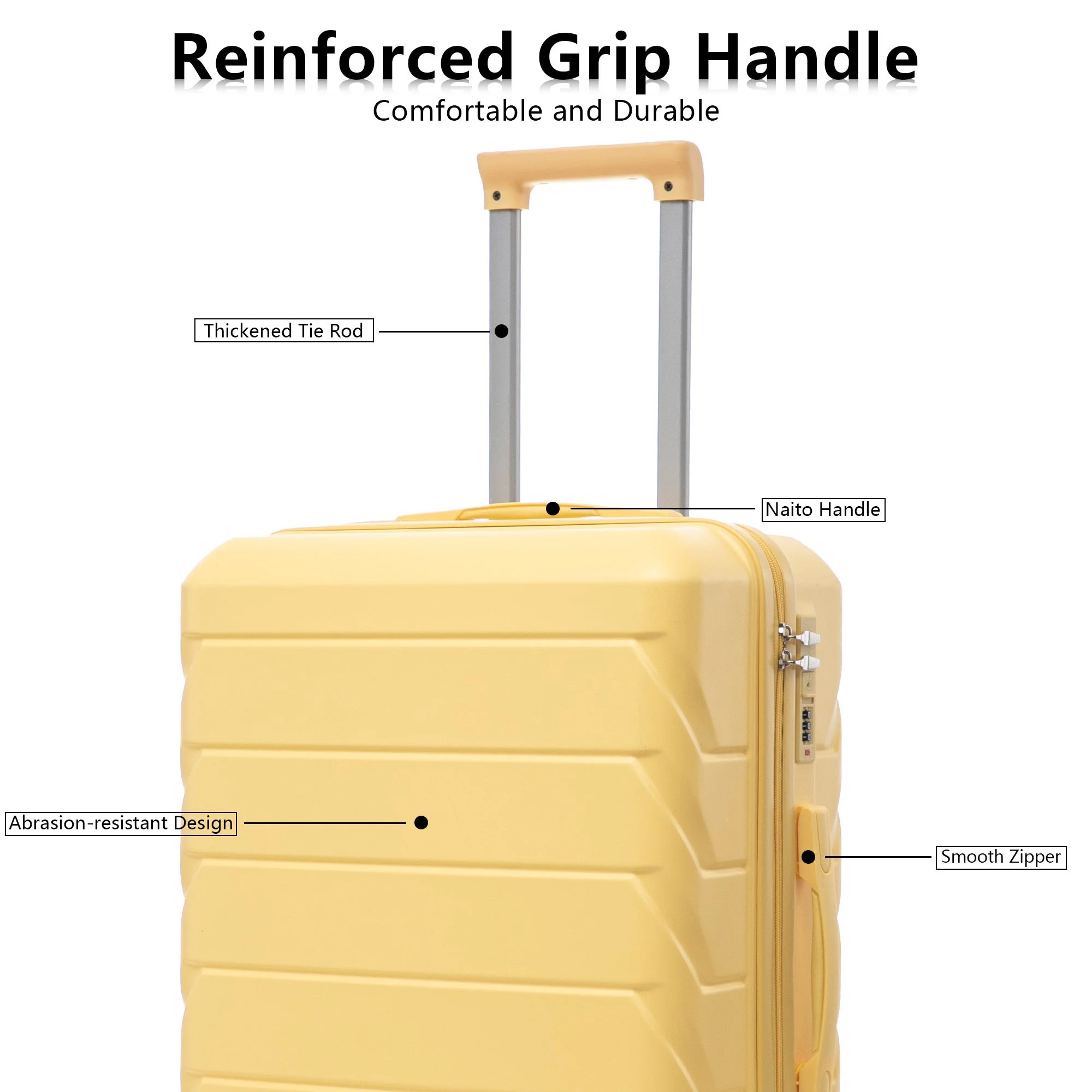 Set 3PCs 20'/24'/28' ABS Spinner Wheel Luggage - Yellow - Image 9