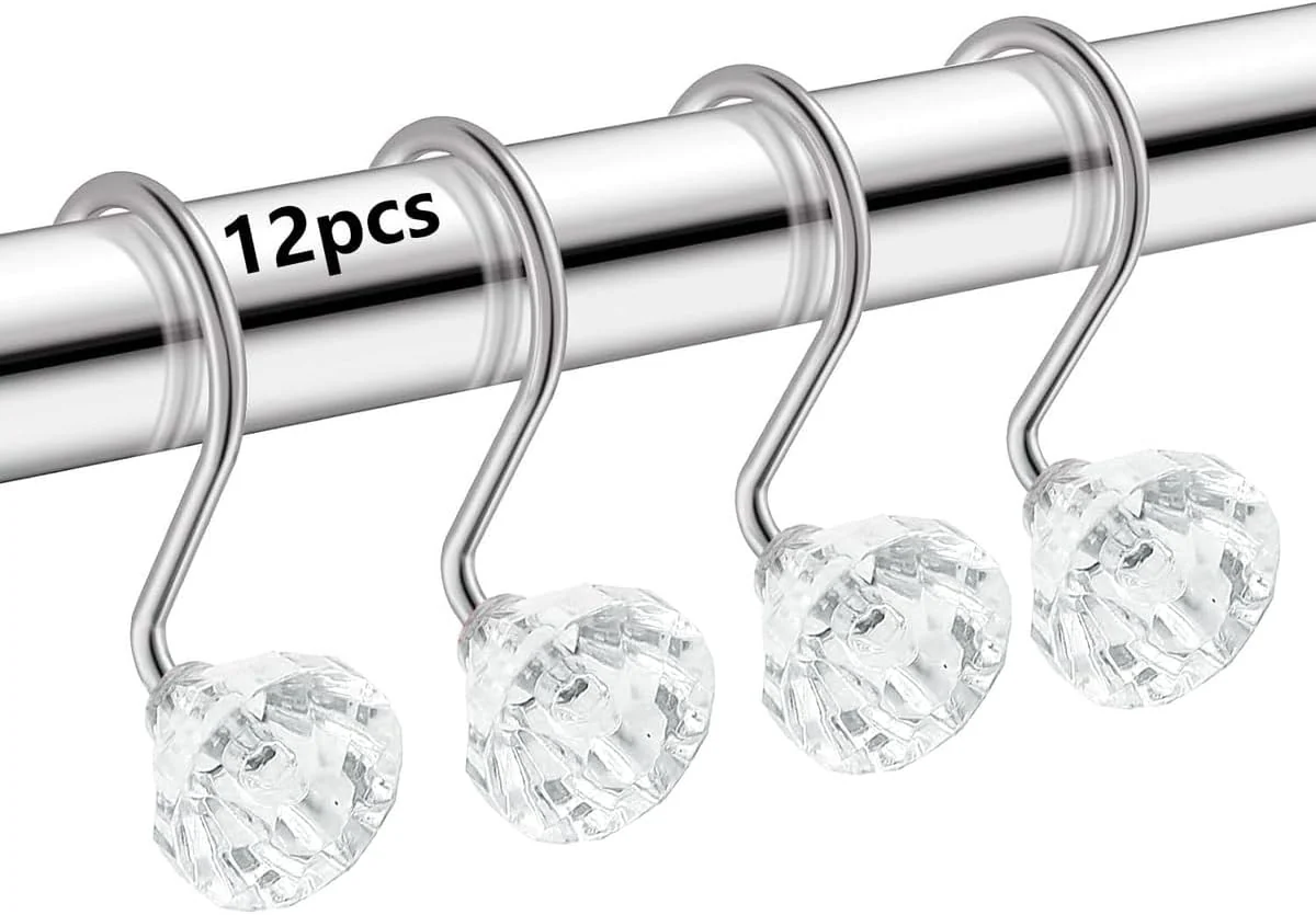 Set of 12 Rust Resistant Shower Curtain Hooks - 6 Designs - Image 10