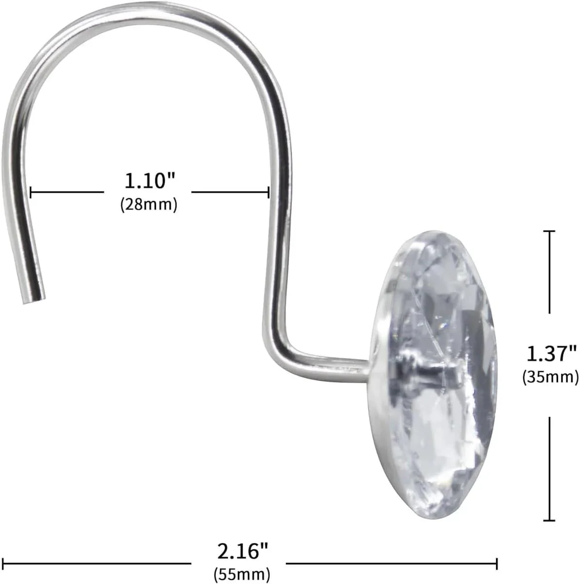 Set of 12 Rust Resistant Shower Curtain Hooks - 6 Designs - Image 14