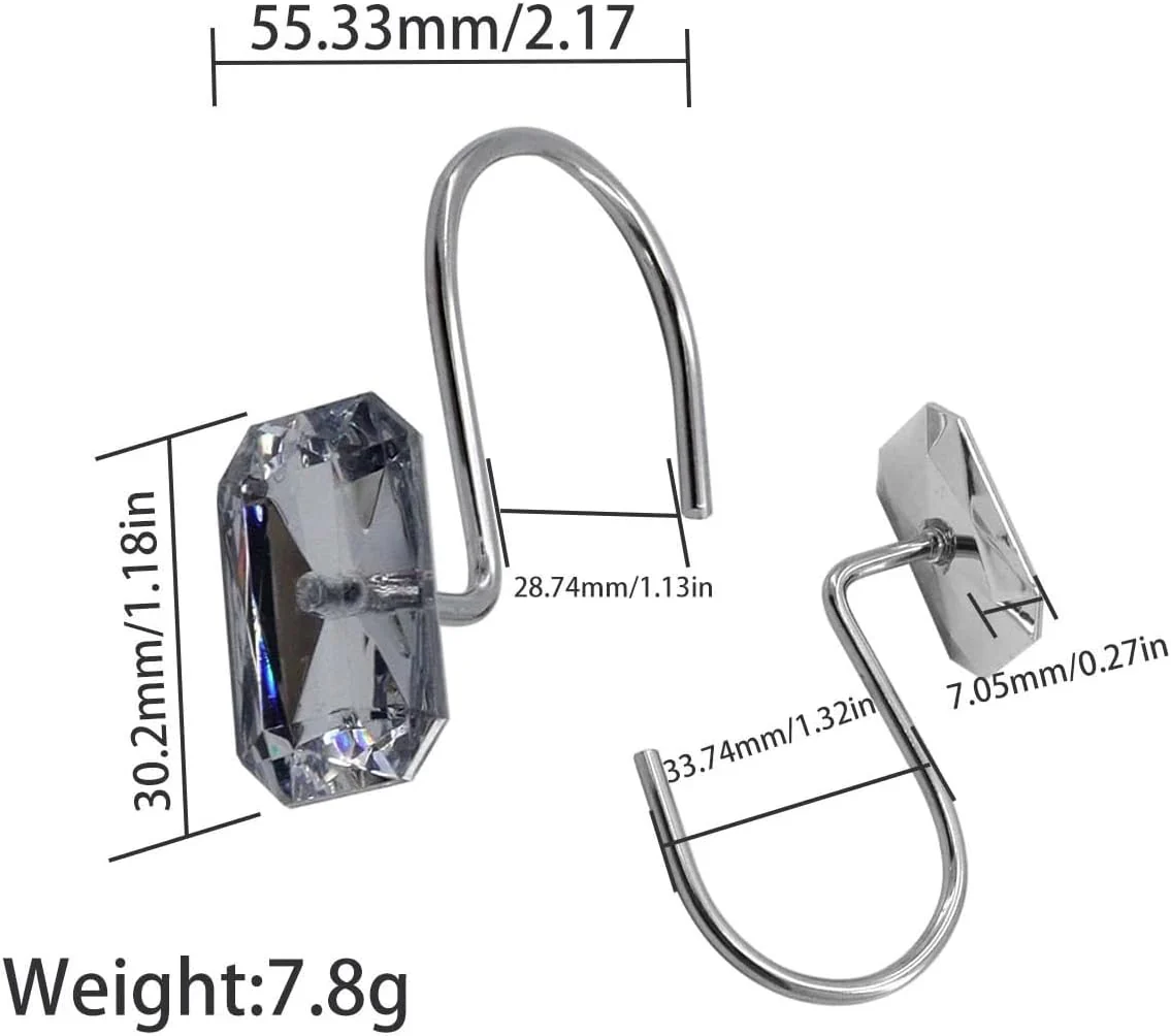 Set of 12 Rust Resistant Shower Curtain Hooks - 6 Designs - Image 25