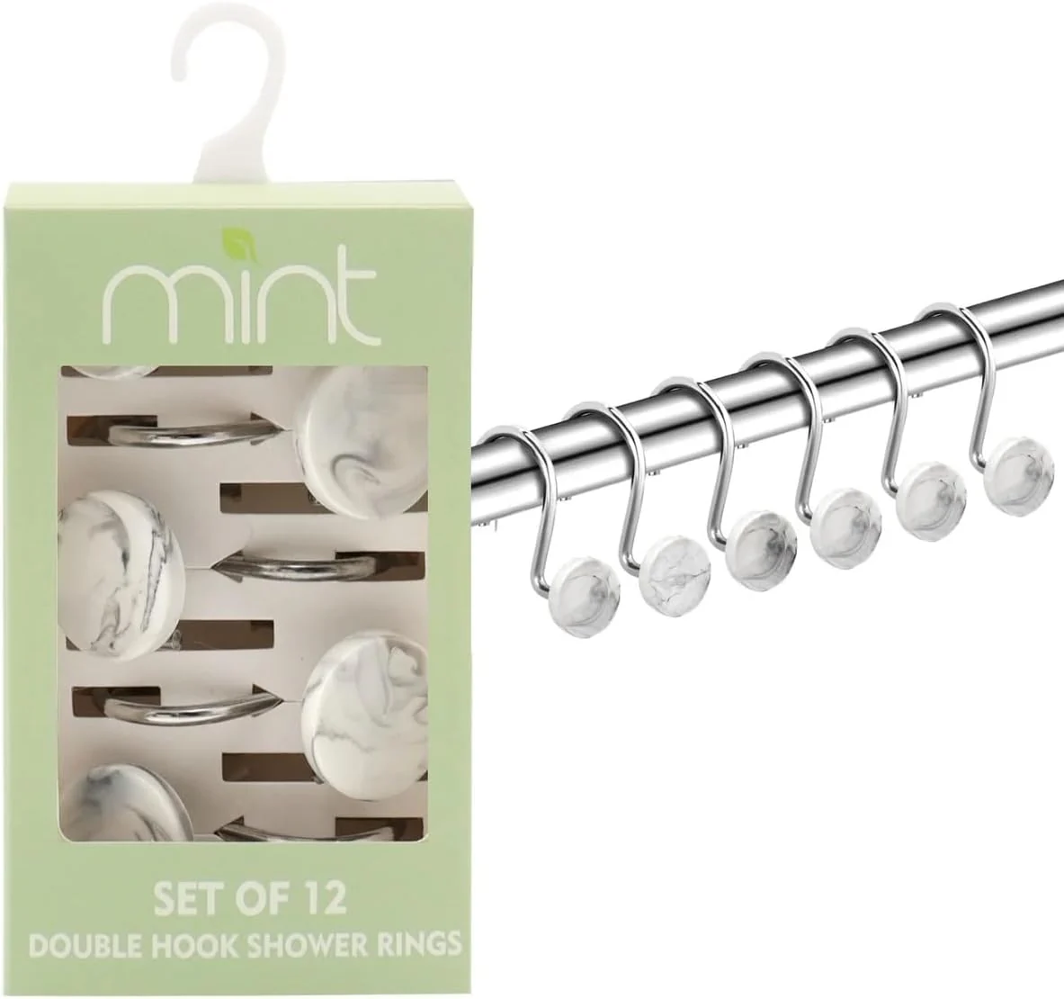 Set of 12 Rust Resistant Shower Curtain Hooks - 6 Designs - Image 27