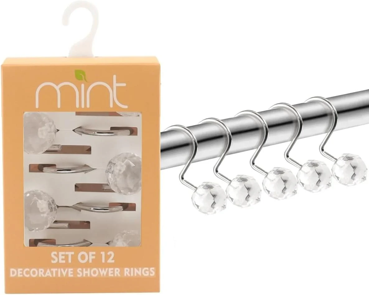 Set of 12 Rust Resistant Shower Curtain Hooks - 6 Designs - Image 8