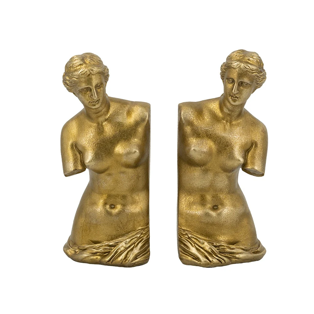 Set of 2 4.5x5x10' Venus de Milo Bust Bookends with Gold Finish - Image 2