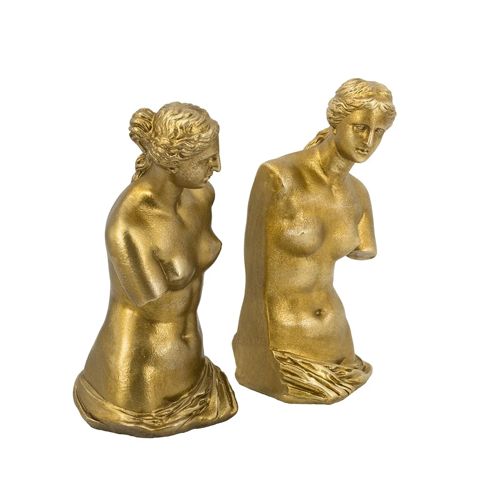 Set of 2 4.5x5x10' Venus de Milo Bust Bookends with Gold Finish - Image 3