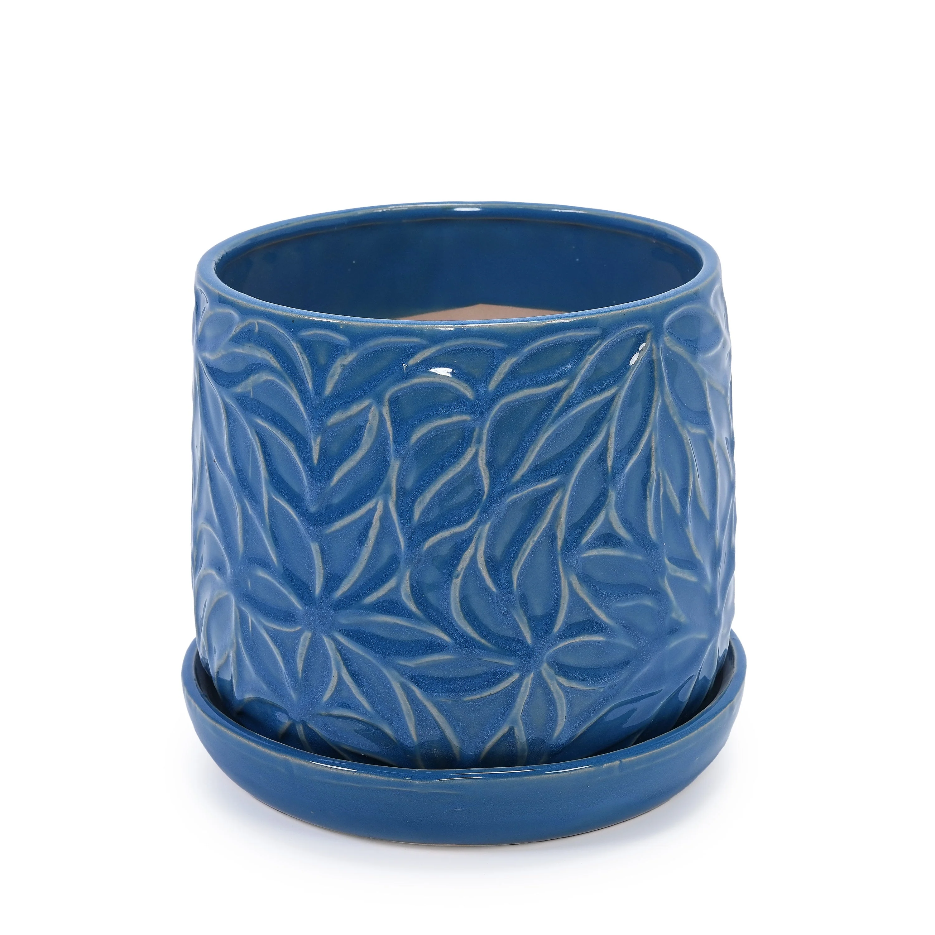 Set of 2 Ceramic Flowerpot, 7' Modern Planter for Patio, Garden, Windowsill - Navy Blue - Image 7