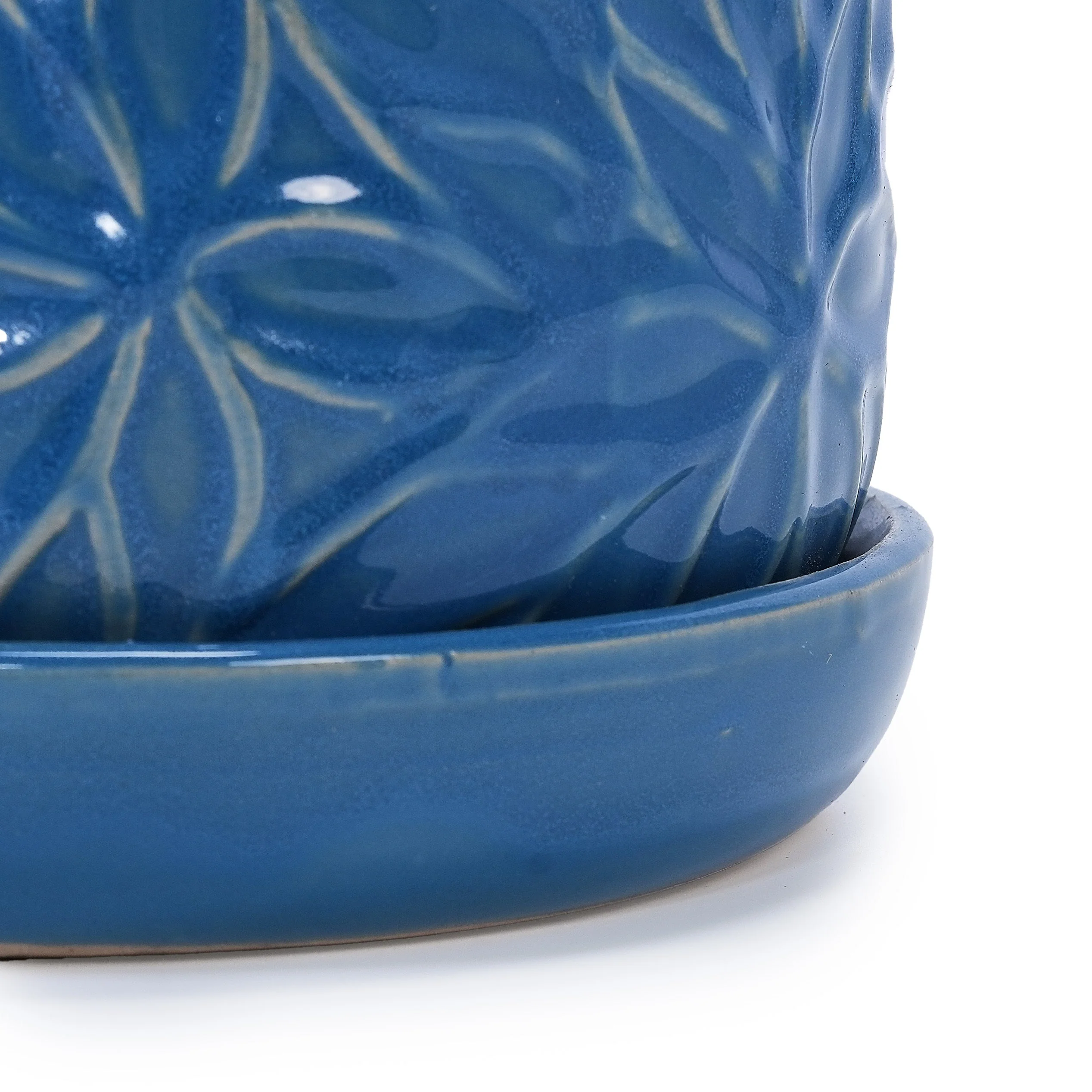 Set of 2 Ceramic Flowerpot, 7' Modern Planter for Patio, Garden, Windowsill - Navy Blue - Image 9