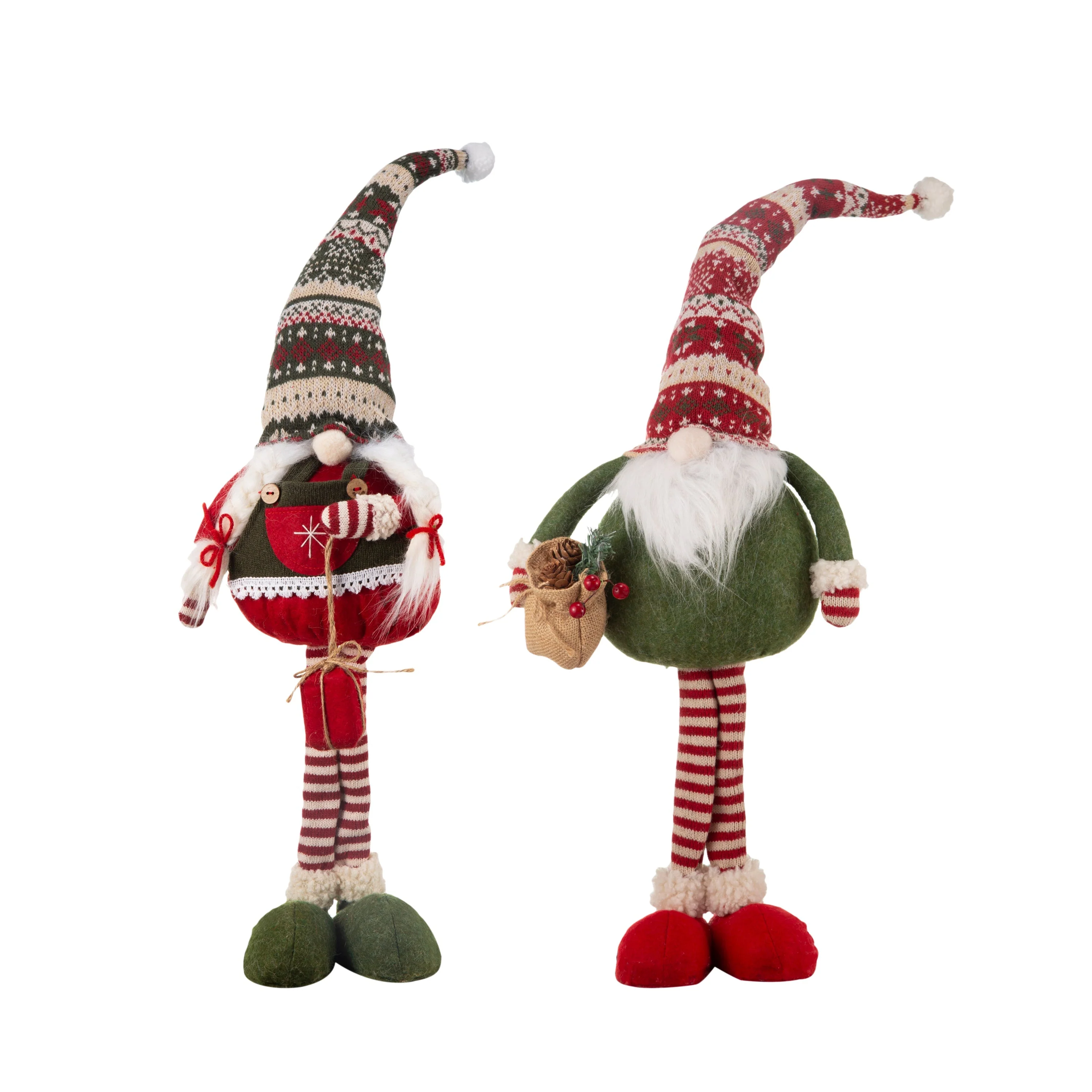 Set of 2 Fabric Standing Holiday Gnomes - Image 2